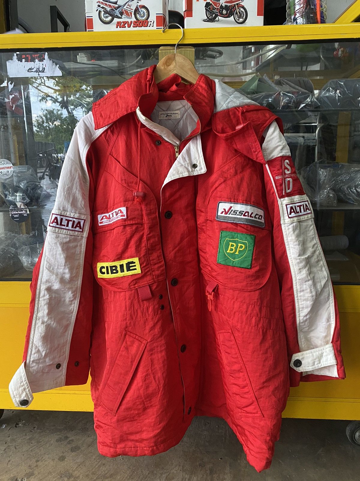 vintage nissan altia racing team puffer jacket