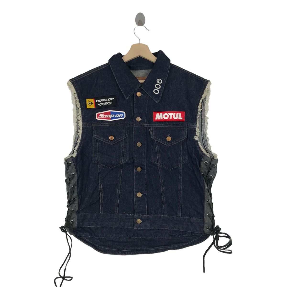 Vintage KADOYA Denim Vest Sleeveless Racing Spirit And