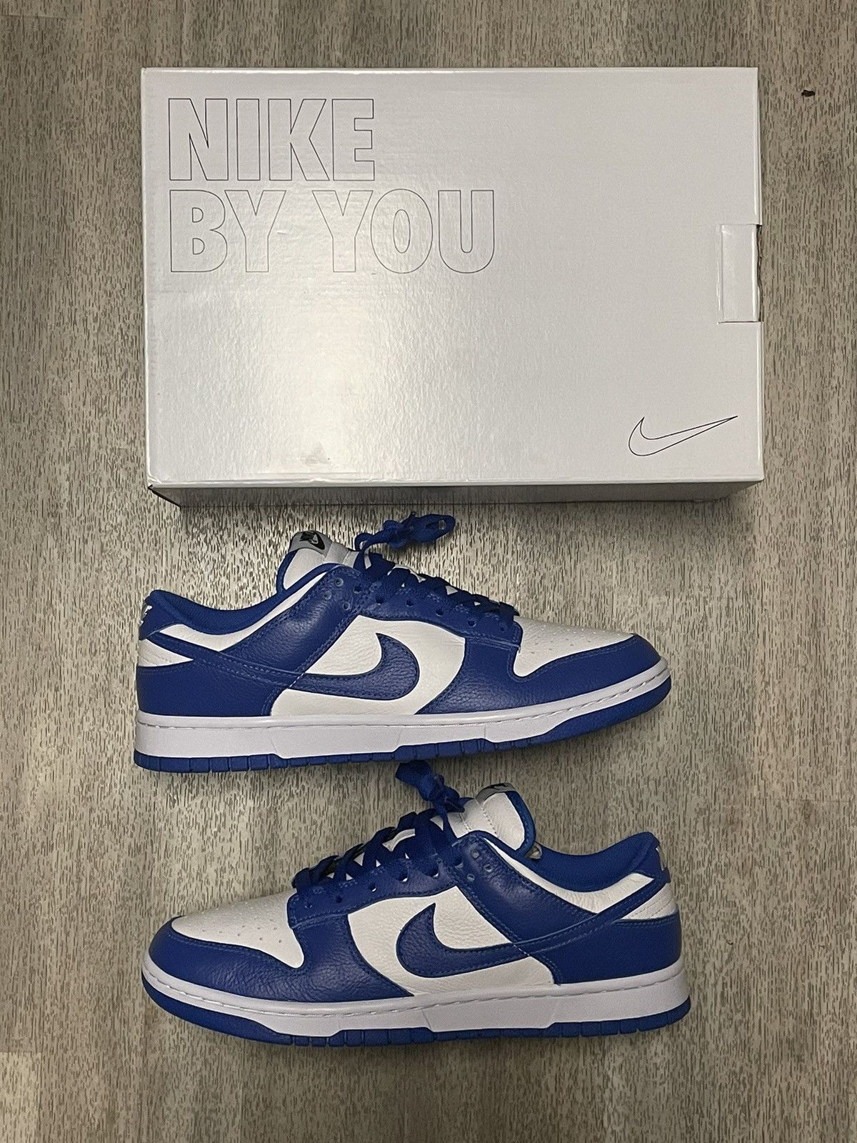 image of Nike Dunk Low Kentucky (Nike By You) Shoes in Hyper Royal White, Men's (Size 10.5)