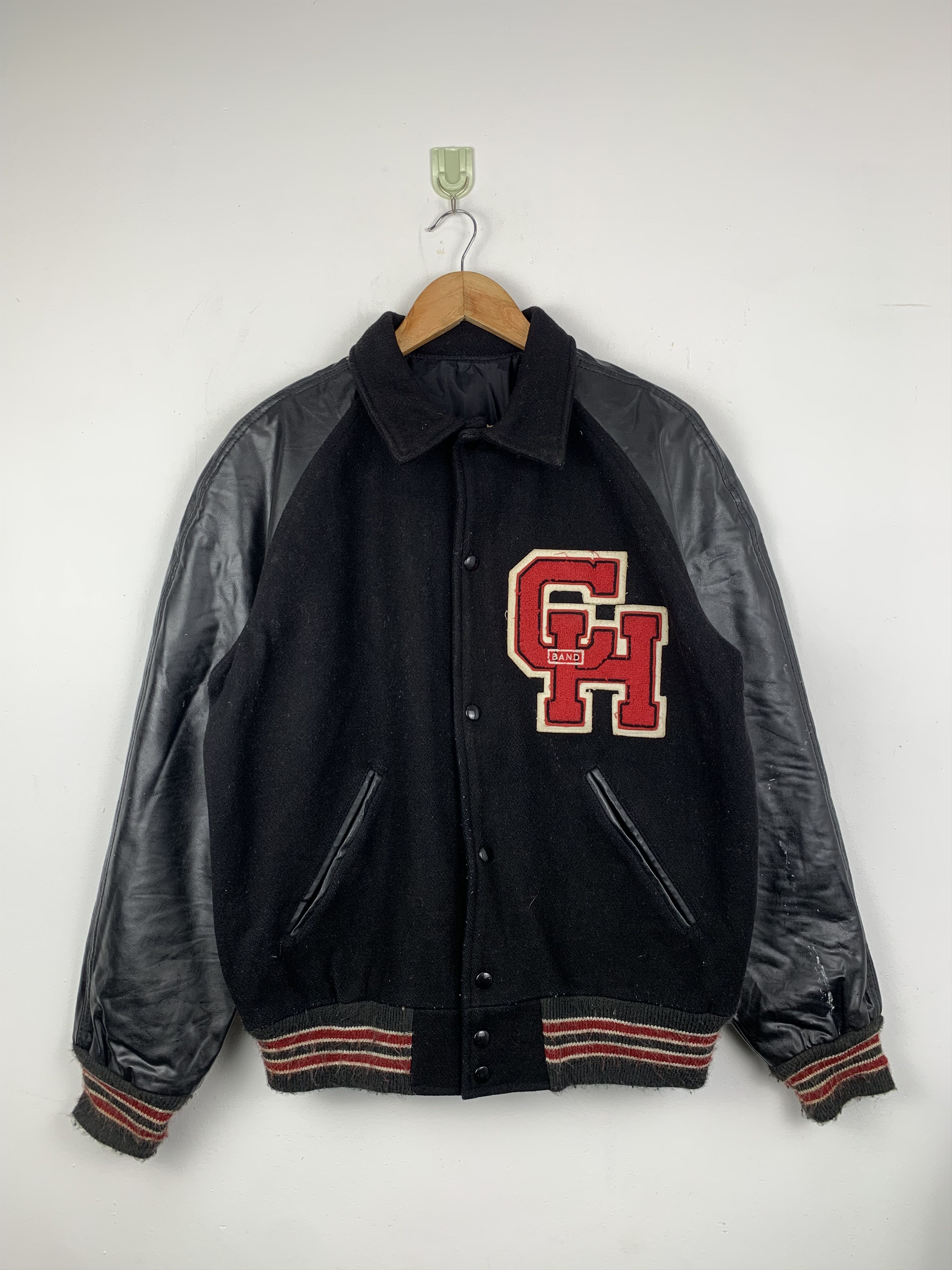 Japanese Brand Vintage 90s Cranbarry Sleeve Leather Varsity Jacket V0510 Size US M / EU 48-50 / 2 - 1 Thumbnail