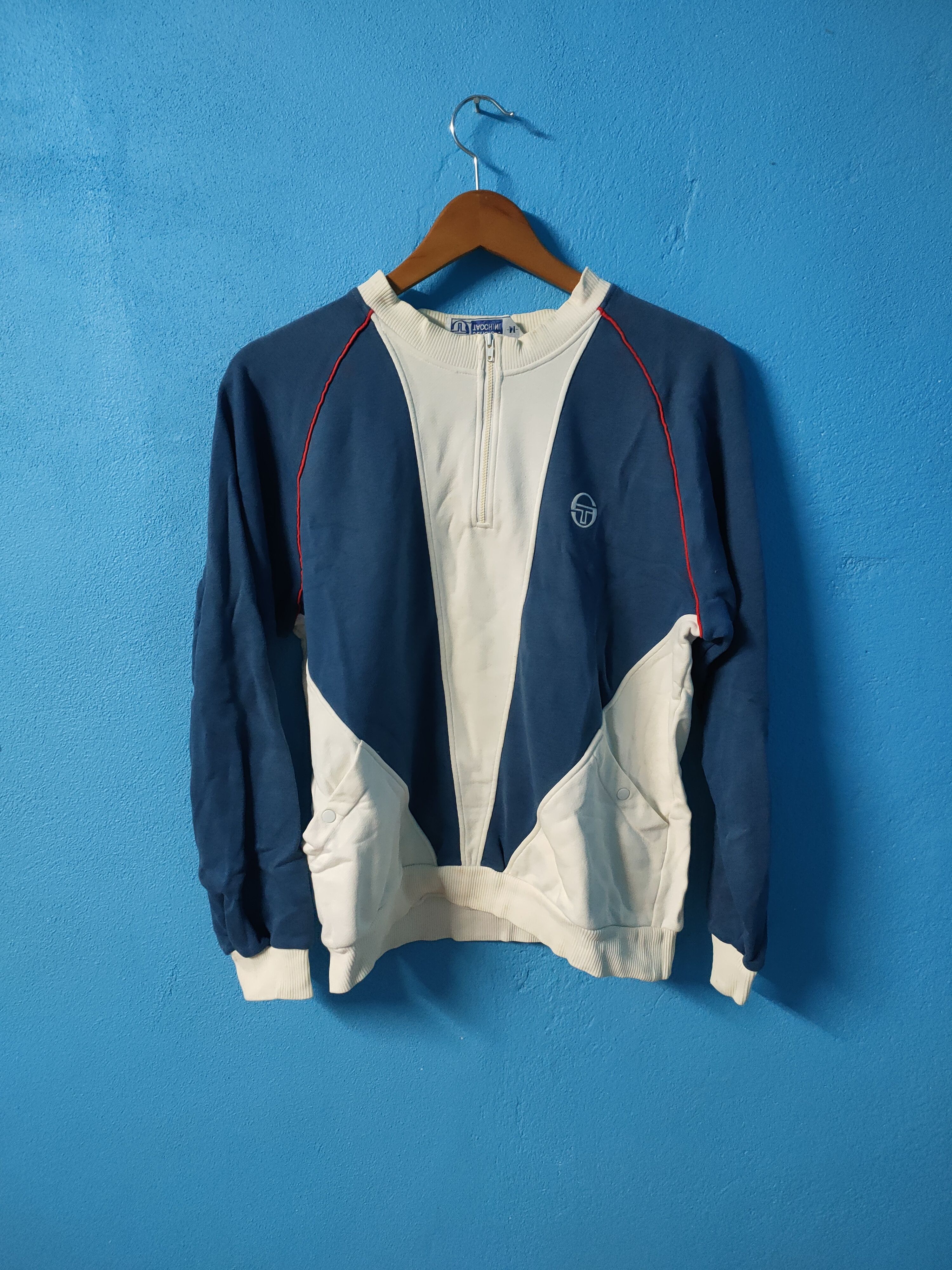 Sac Vintage Sergio Tacchini - Toile Et Cuir Marron - Moyen - Occasion Bon état - Style Porté épaule