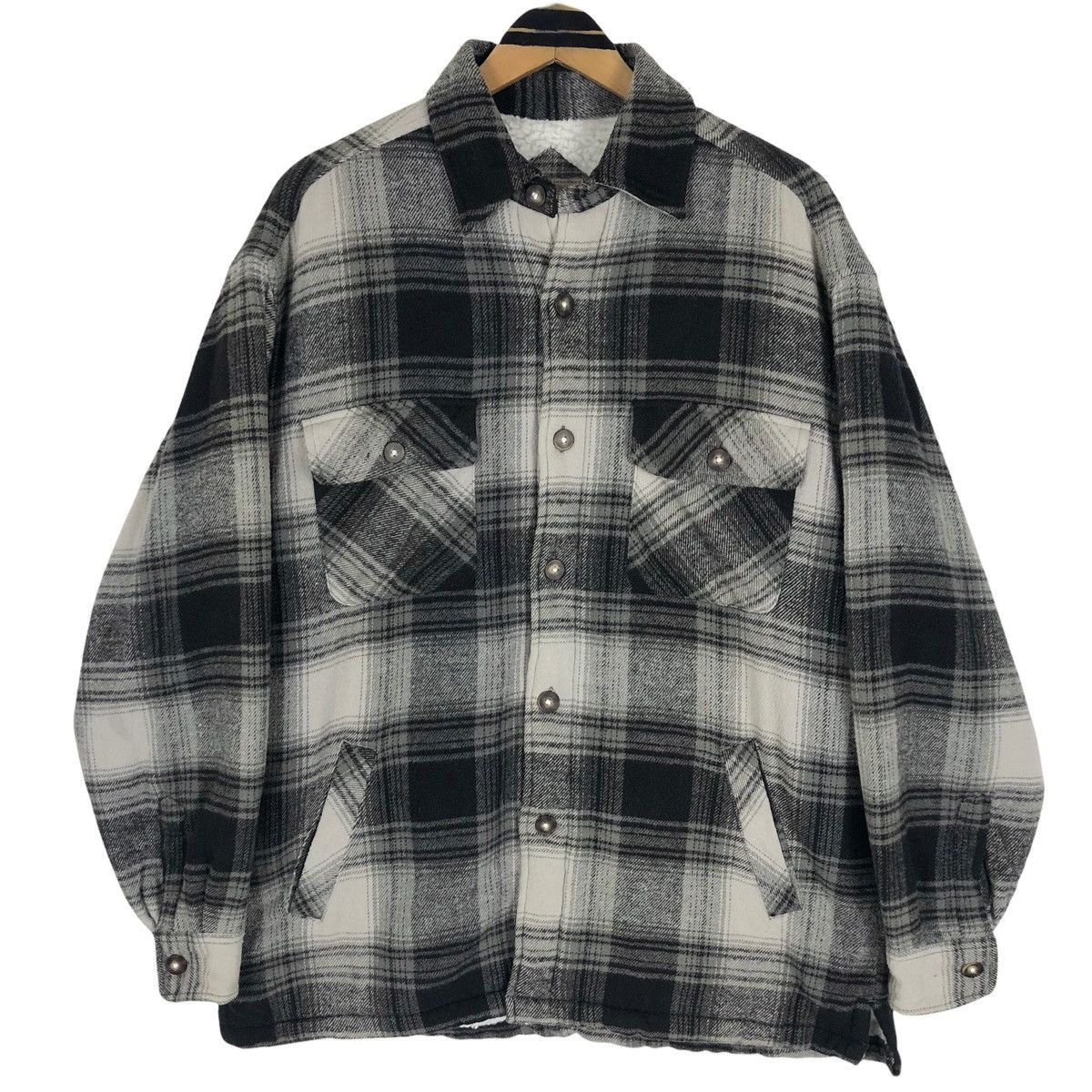 Vintage Sea Hop Plaid Fleece Lining Button Up Jacket