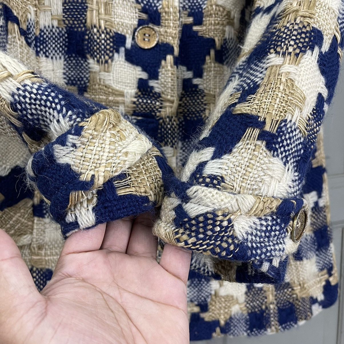 Japanese Brand Vintage Ateuer Etoile Mohair Blend Boucle Knit Blazer Small Size S / US 4 / IT 40 - 6 Thumbnail