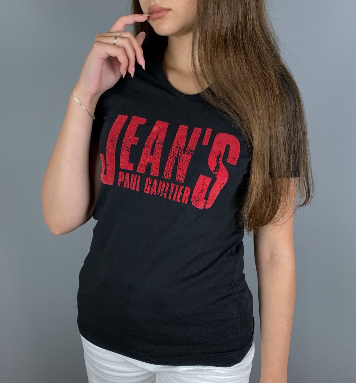 Vintage Vintage Jean's Paul Gaultier V-Neck T-Shirt Size S JPG Size S / US 4 / IT 40 - 4 Thumbnail
