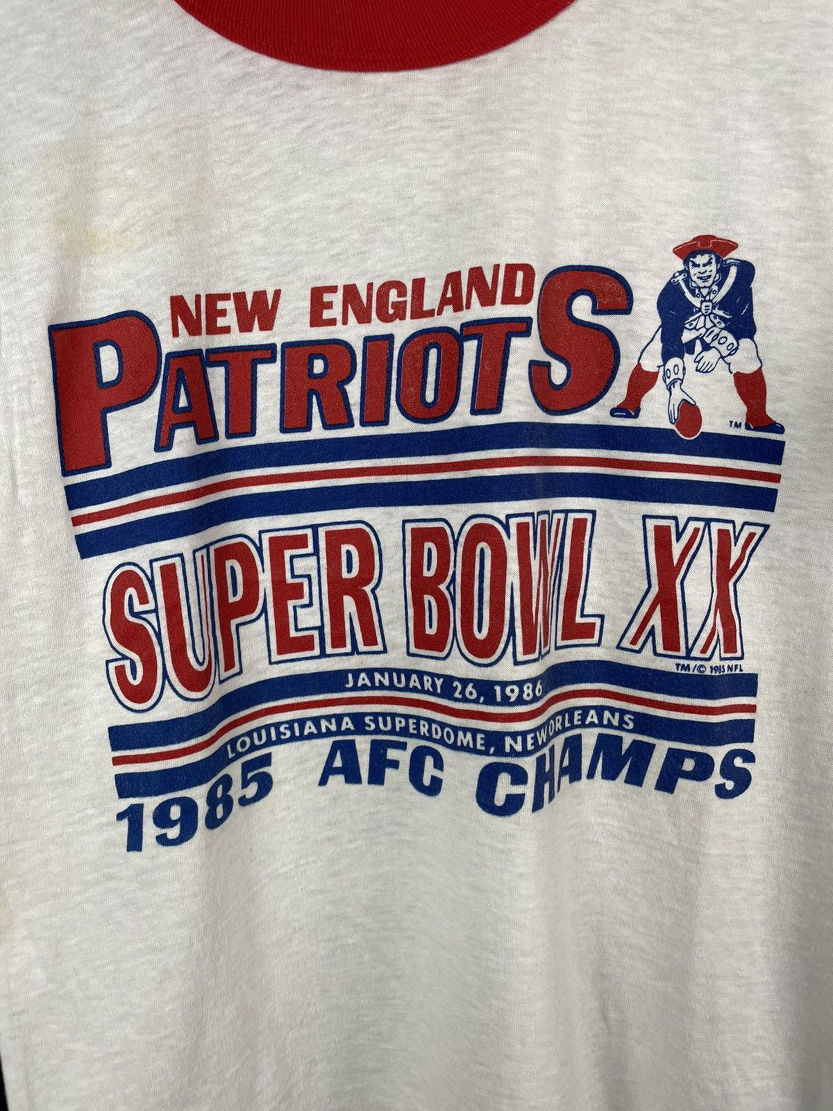 NFL 1985 New England Patriots Super Bowl Ringer Tee Size US S / EU 44-46 / 1 - 3 Thumbnail
