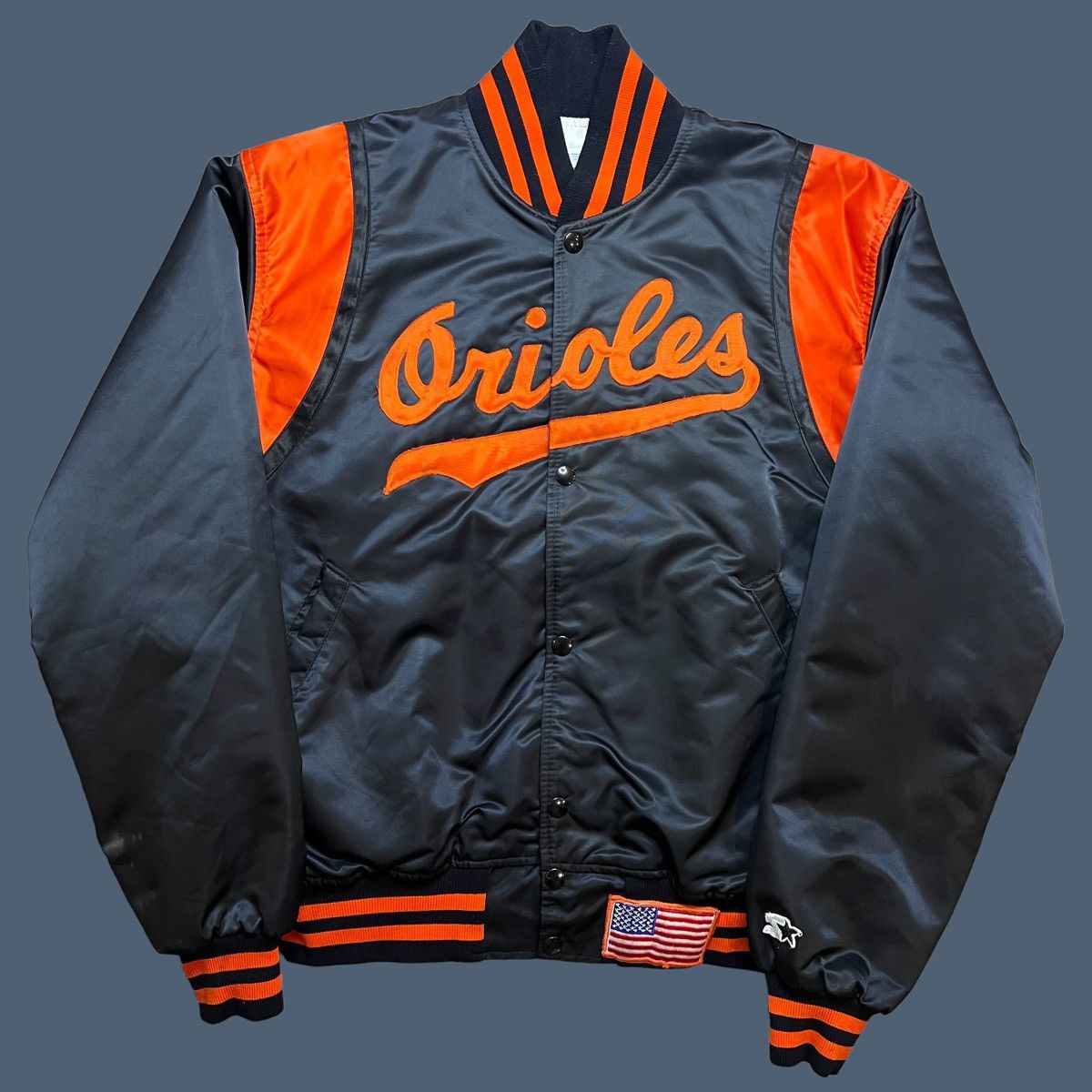 Veste Satinée Vintage Baltimore Orioles Starter - Taille L, Style Bomber, Noire