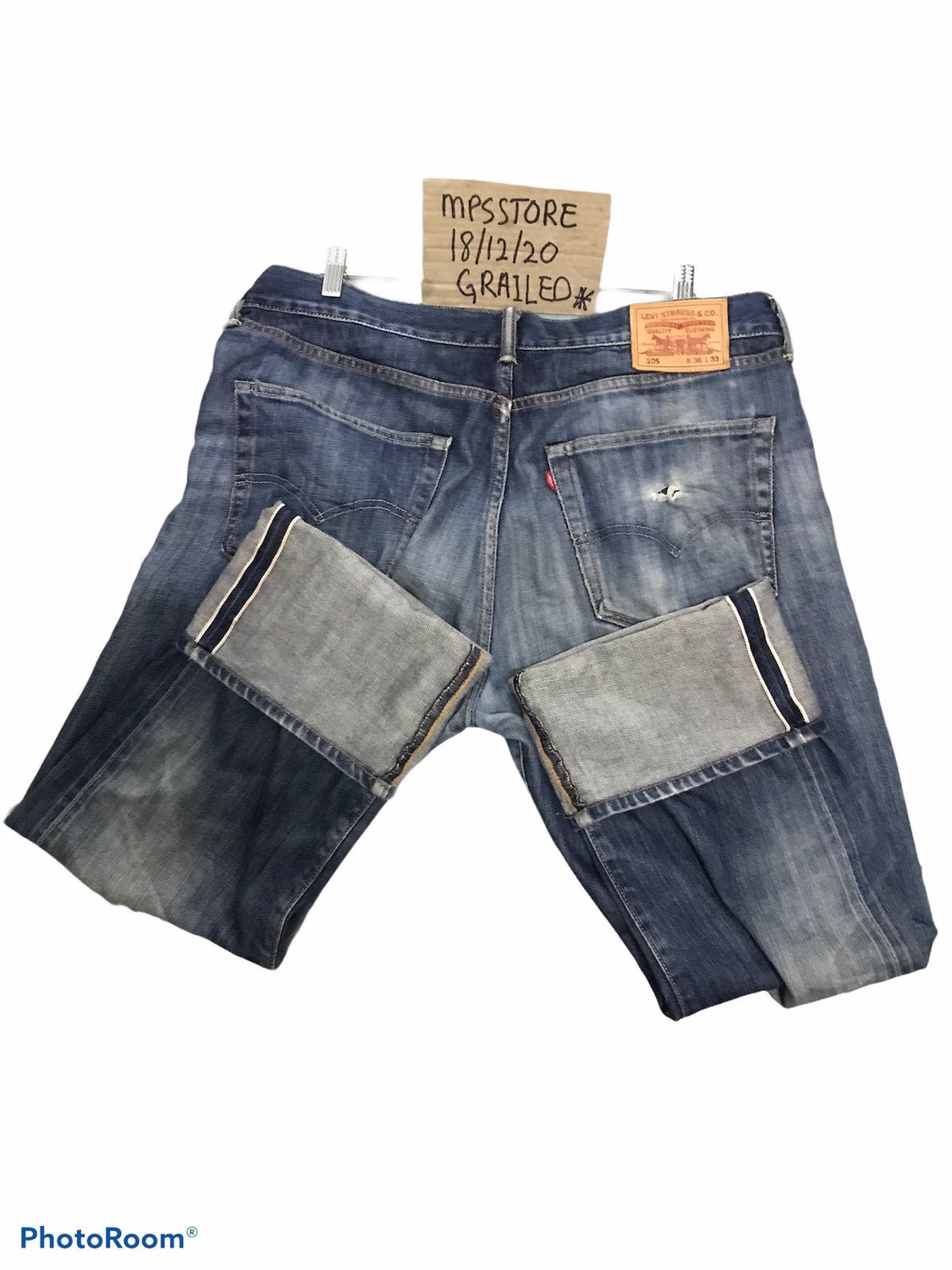Japanese Brand Vintage Levis 505 Selvedge Distressed Denim Jeans Size US 36 / EU 52 - 5 Thumbnail