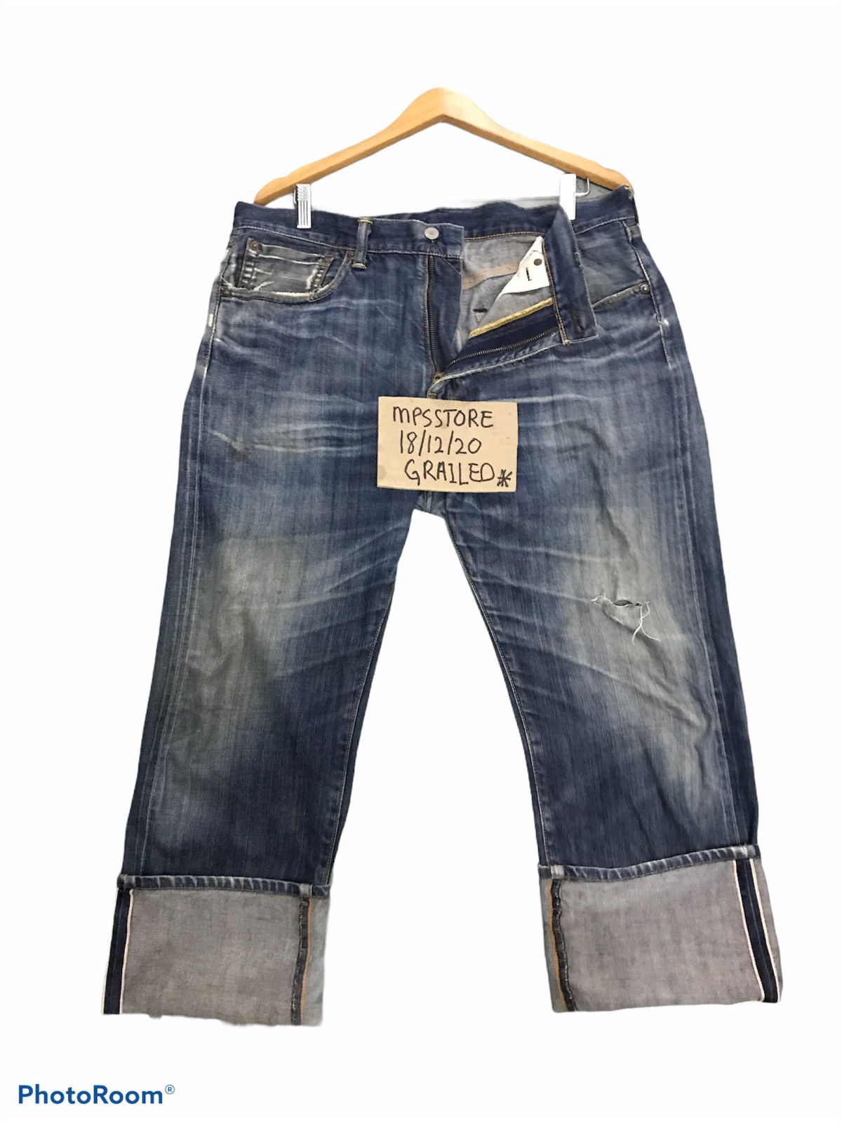 Japanese Brand Vintage Levis 505 Selvedge Distressed Denim Jeans Size US 36 / EU 52 - 4 Thumbnail