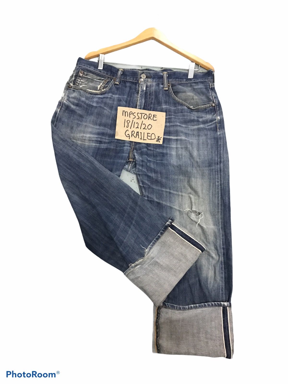 Japanese Brand Vintage Levis 505 Selvedge Distressed Denim Jeans Size US 36 / EU 52 - 3 Thumbnail