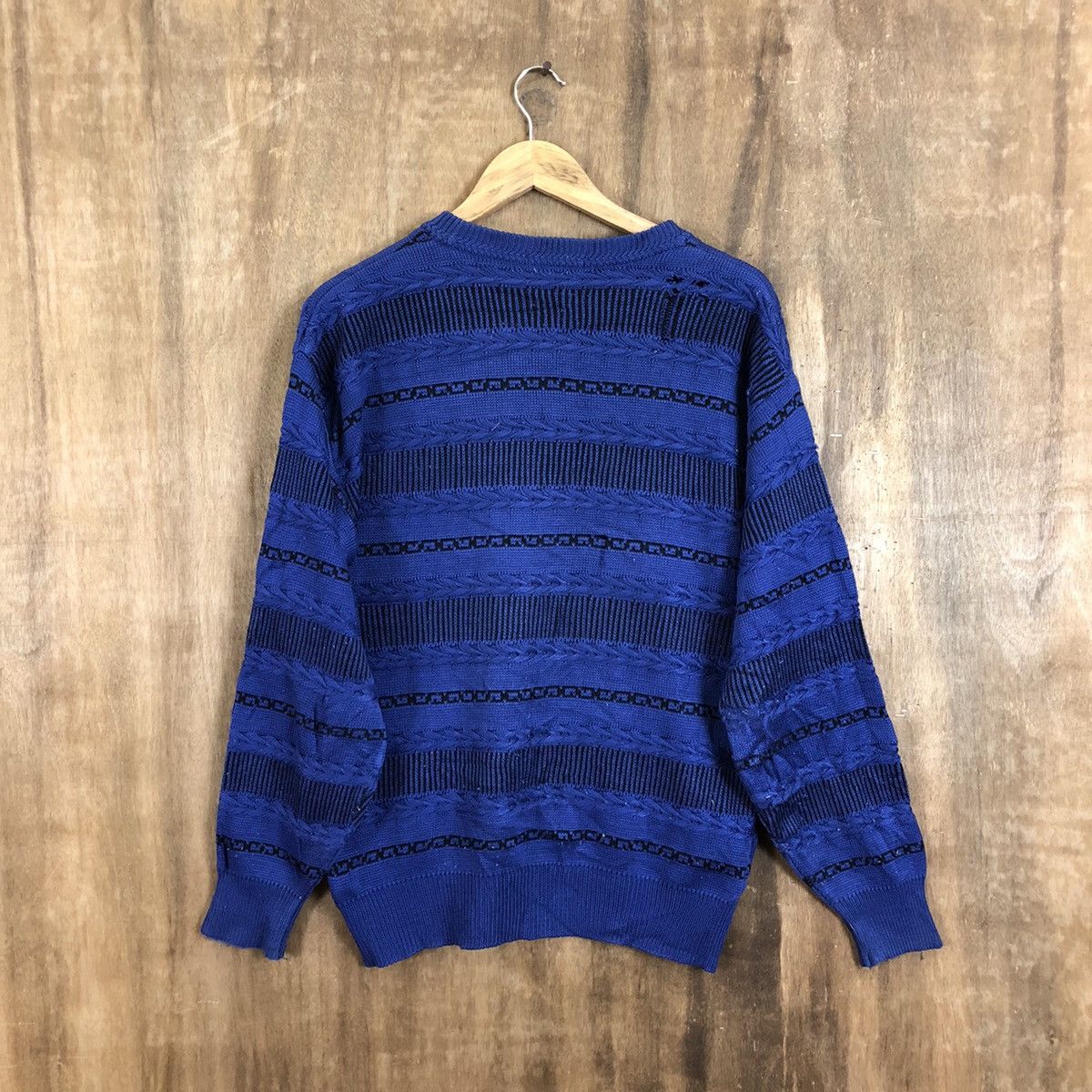 Aran Isles Knitwear × Japanese Brand × Solid and Striped Japanese Brand Blue Stripe Knitwear #072 Size US L / EU 52-54 / 3 - 7 Thumbnail