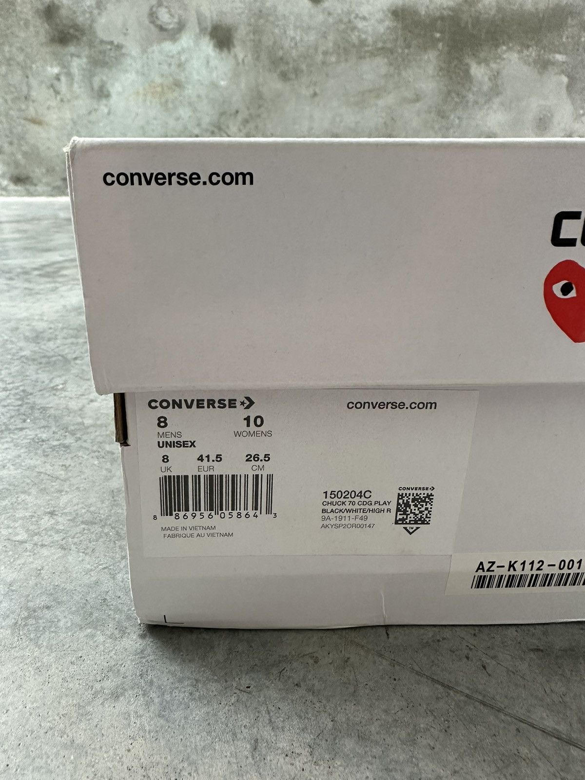 Comme des Garcons PLAY × Converse COMME DES GARCONS PLAY CONVERSE HIGH BLACK SZ. 8 Heart Size US 8 / EU 41 - 7 Thumbnail