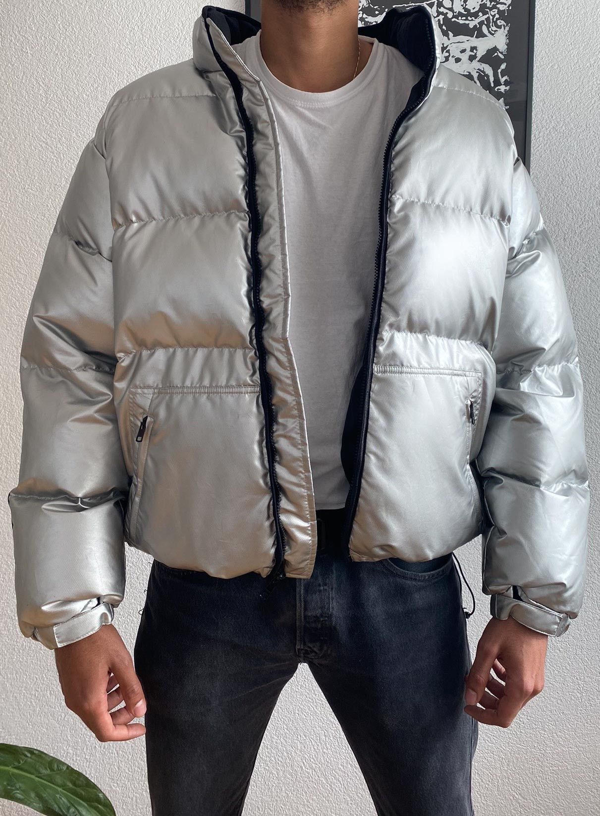 Supreme silver puffer jacket clearance