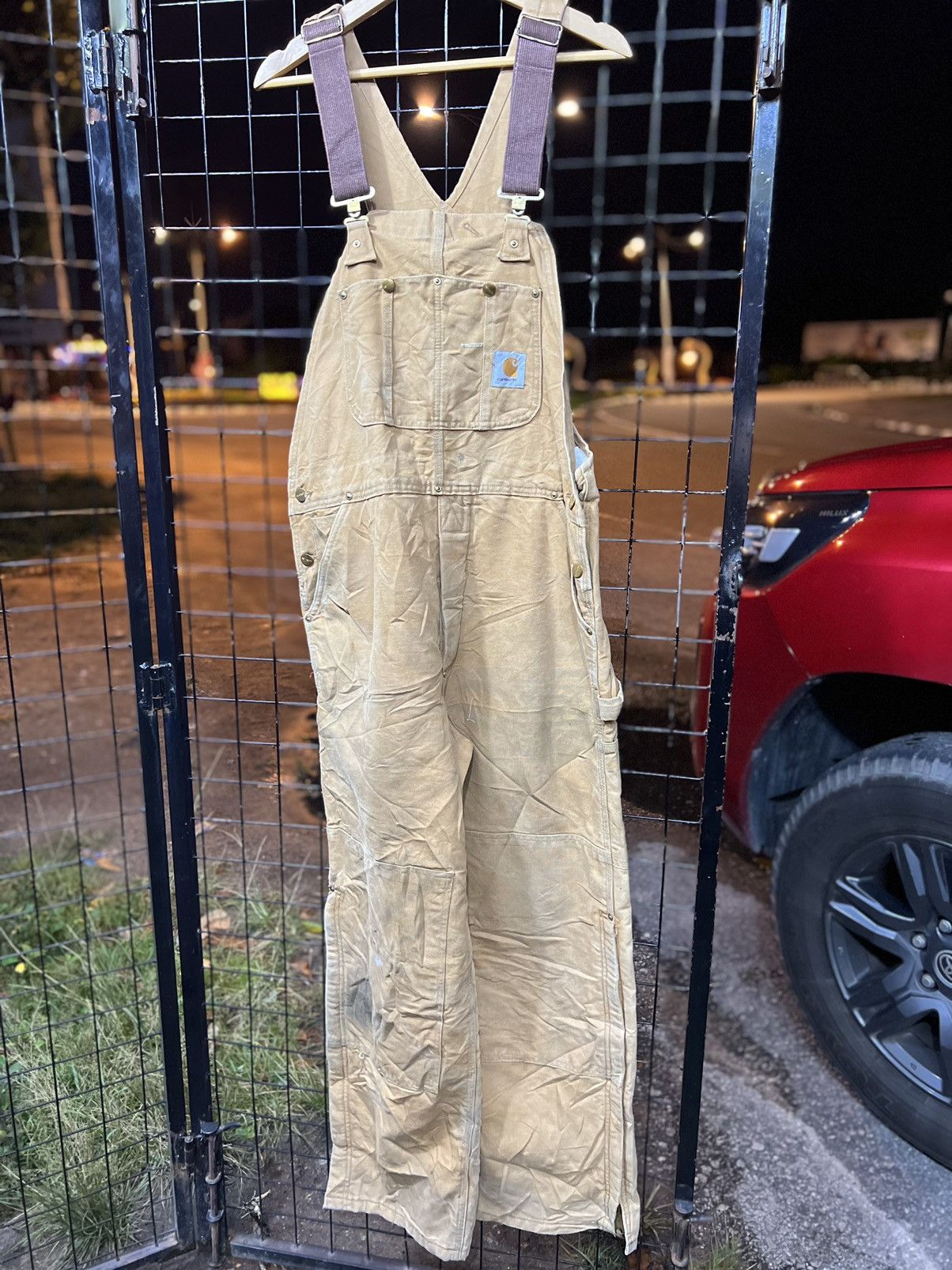 Carhartt × Very Rare × Vintage USA carhartt overall vintage button fly ...
