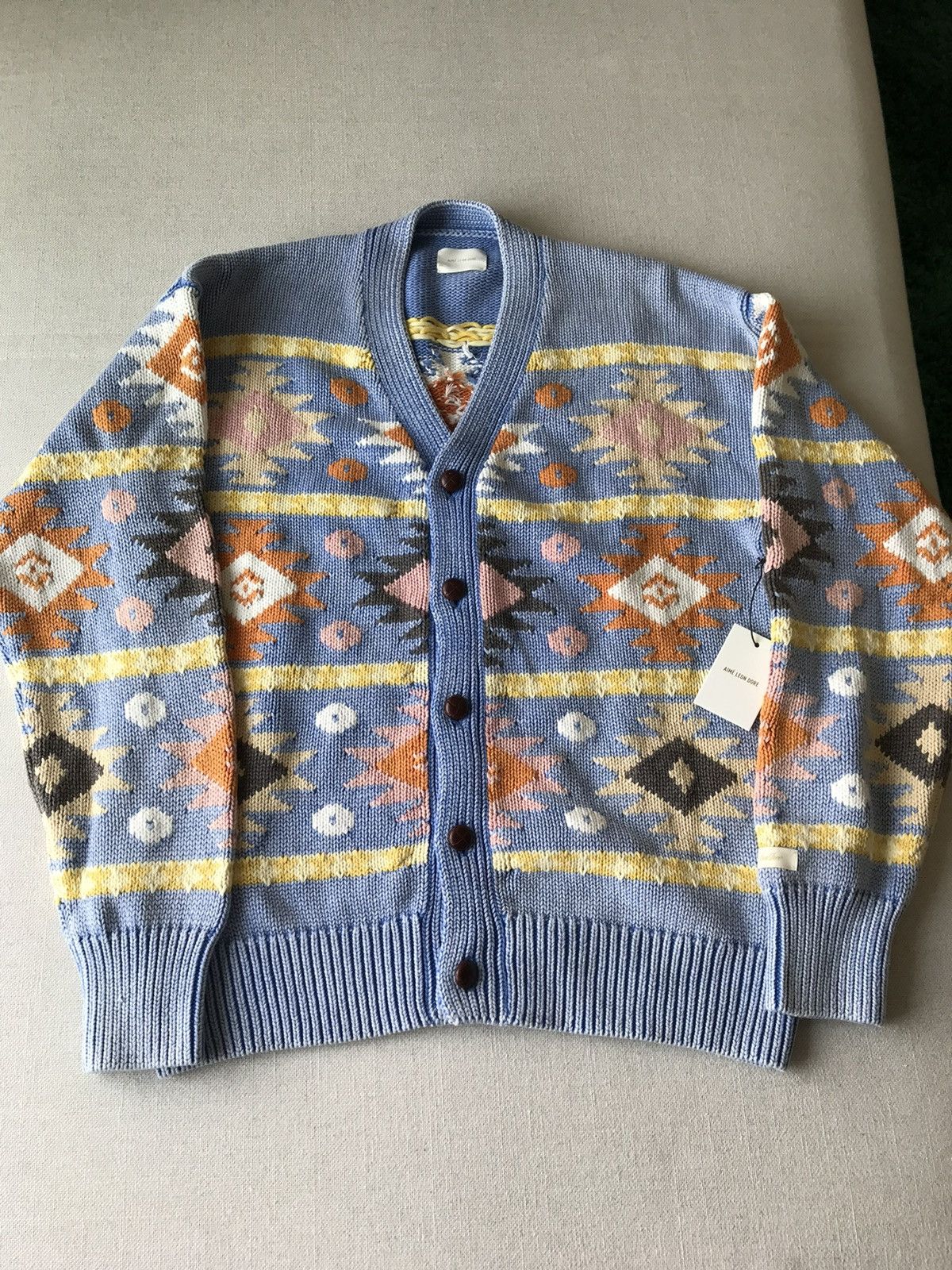 Aime Leon Dore Light blue geo knit sweater Size US XL / EU 56 / 4 - 4 Thumbnail