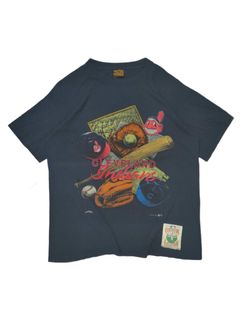 Nutmeg Mills Cleveland Indians Large Made In USA Tee Shirt Single Stitch  Vintage