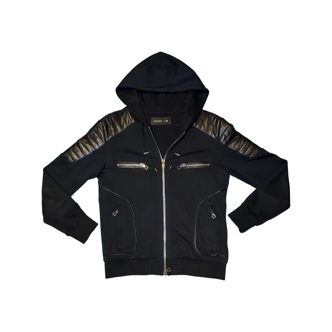 image of Balmain x H&m Biker Jacket (Black), Men's (Size Medium)