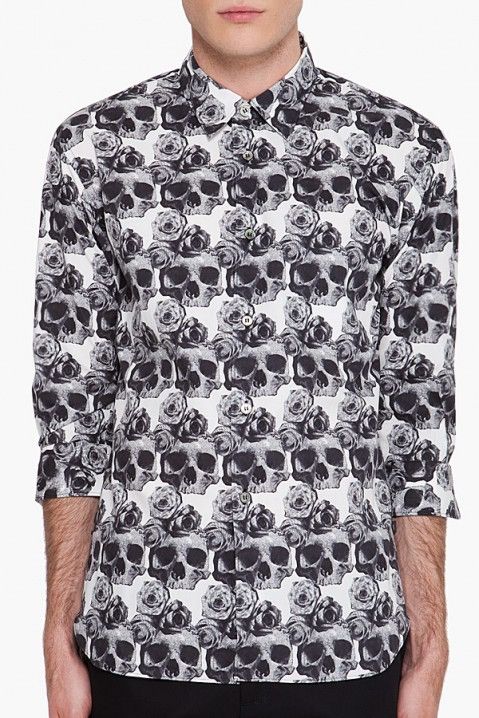 Comme des Garcons Homme Plus Unique🪞Epic look from the runway!Floral Skull shirt CDG🖤☠️ Size US M / EU 48-50 / 2 - 6 Thumbnail