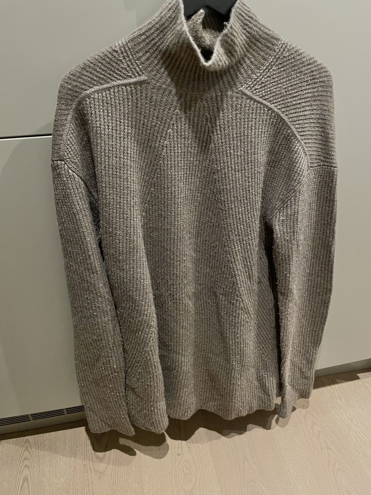 Pre-owned Rick Owens X Rick Owens Drkshdw Rick Owens Mainlineturtleneck Knit With Engineered Ribs In Beige