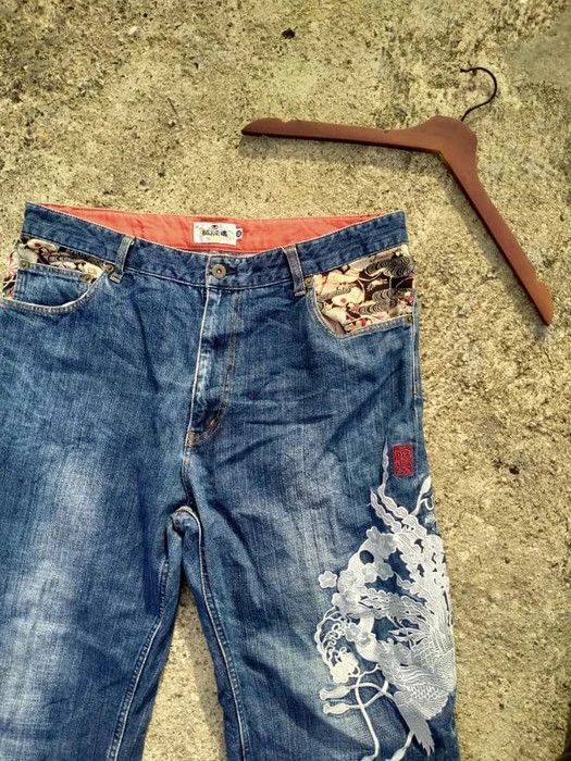 Japanese Brand KARAKURI TAMASHI SUKAJAN EMBROIDERED DENIM Size US 38 / EU 54 - 2 Thumbnail