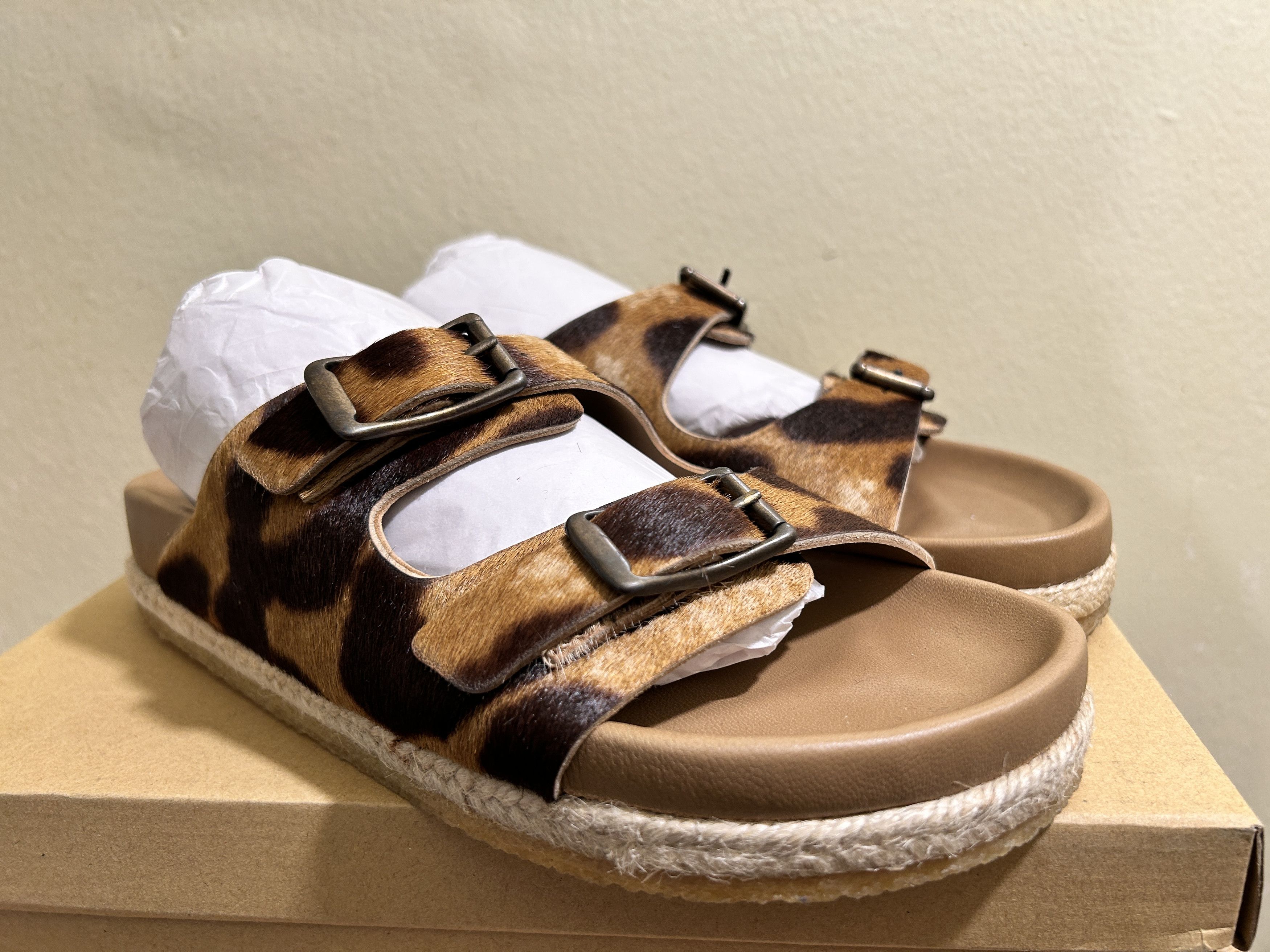 Yuketen YUKETEN Sal 2 Leopard-Print Calf-Hair Sandals Size US 7 / EU 40 - 1 Thumbnail