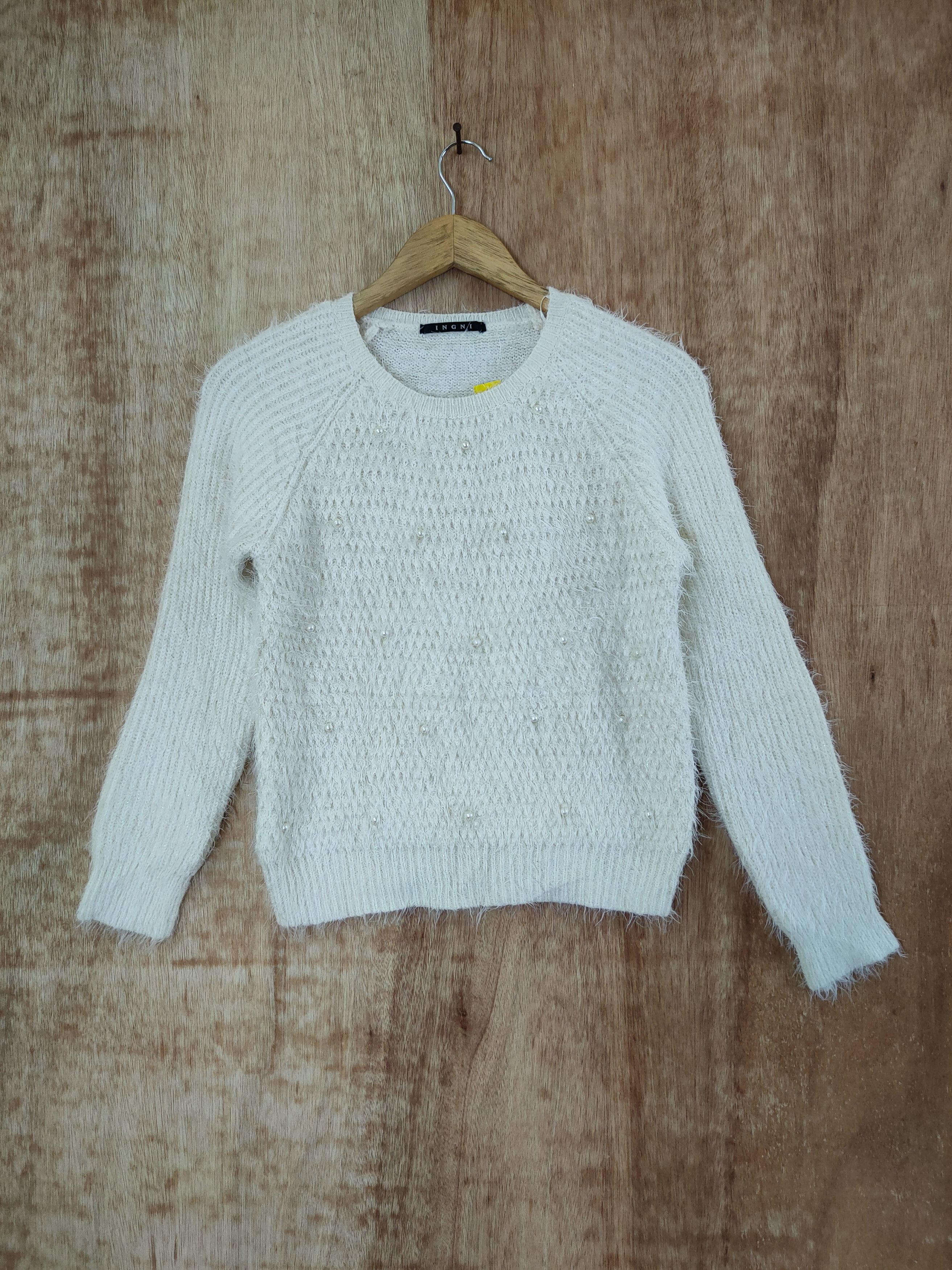 image of Aran Isles Knitwear x Winter Session Igni Japan Mohair Soft Fur Shaggy Knitwear 46-544 in White, Wo