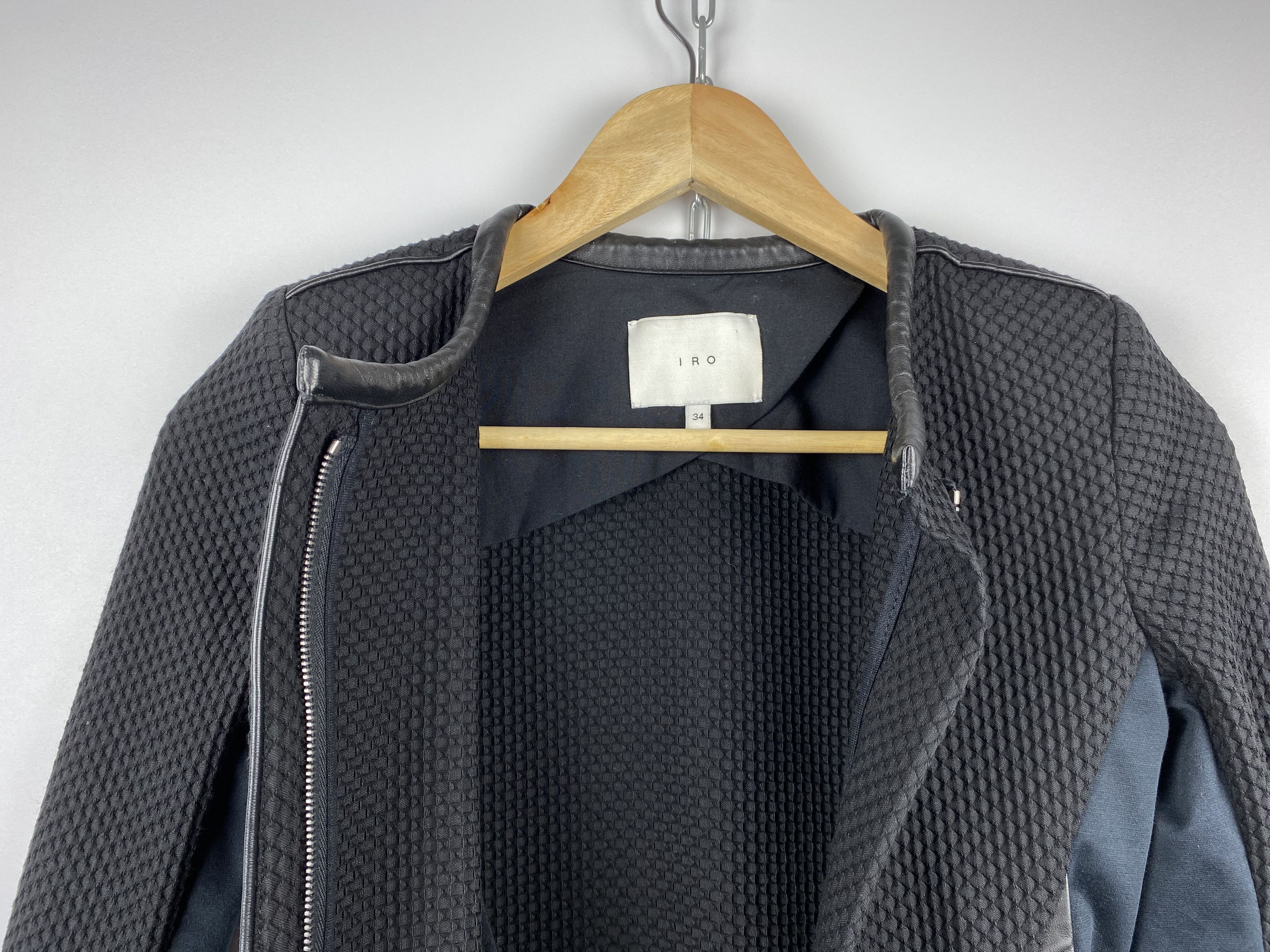 Iro IRO Brock Textured Leather inserts Zip Women's Jacket Size XS / US 0-2 / IT 36-38 - 6 Thumbnail