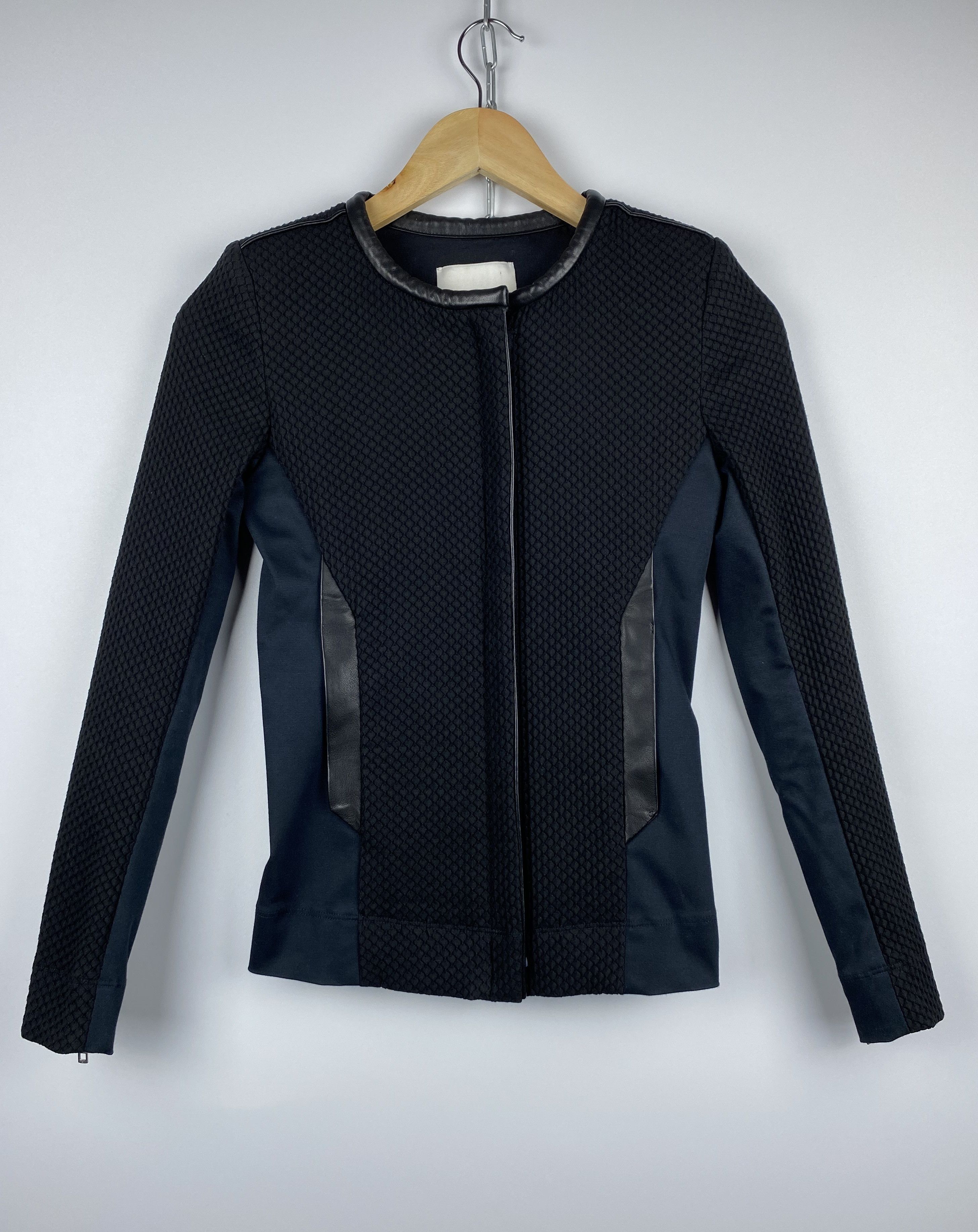 Iro IRO Brock Textured Leather inserts Zip Women's Jacket Size XS / US 0-2 / IT 36-38 - 1 Thumbnail