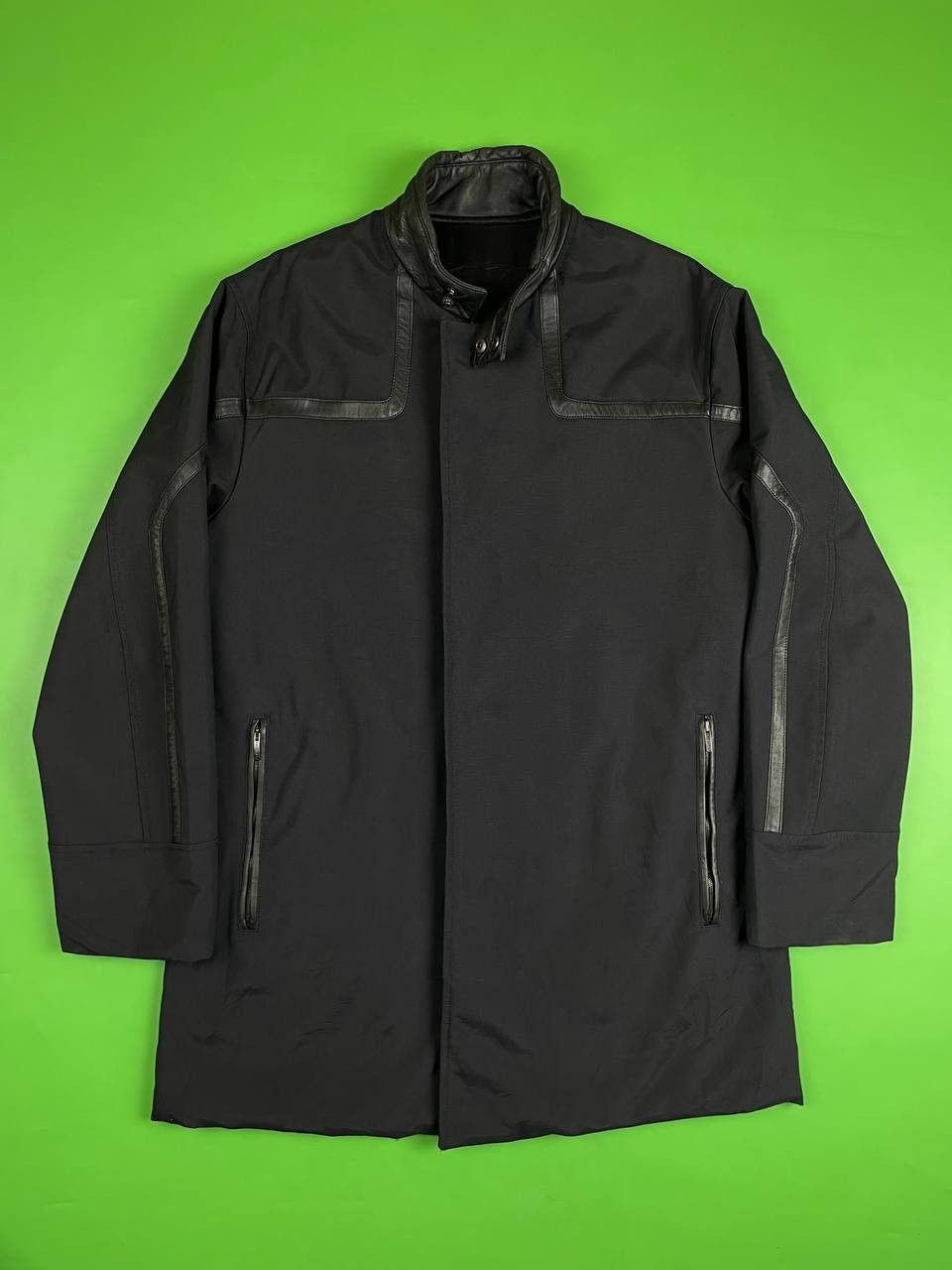 Cortigiani CORTIGIANI Black Nylon Leather Long Jacket Grailed