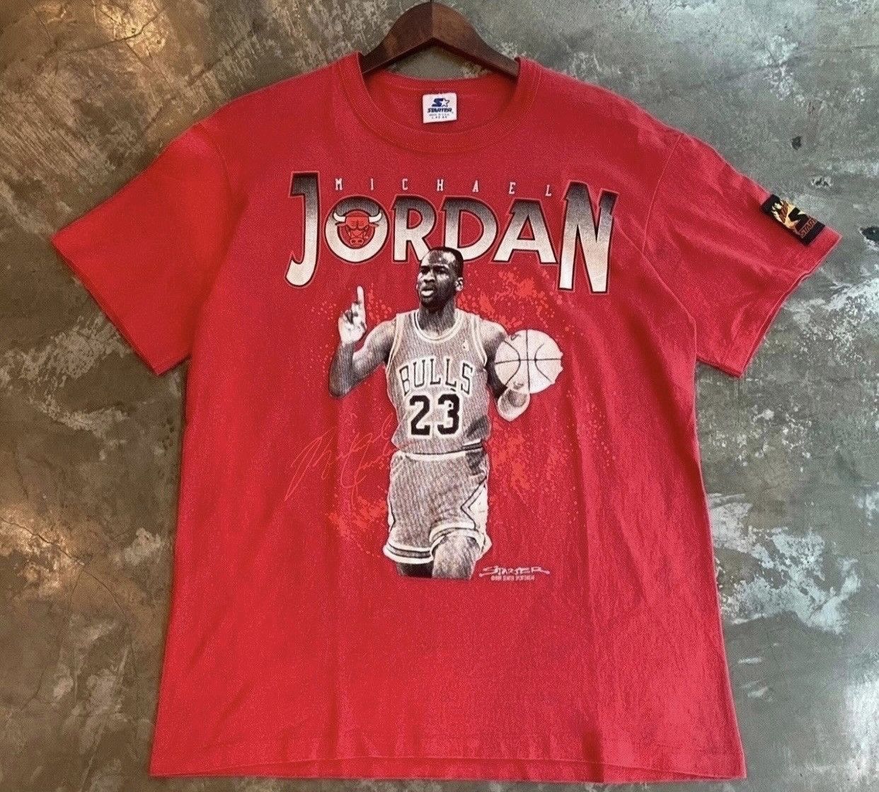 NBA Vintage 89 Michael Jordan Chicago Bulls Starter Tee 90s Size US L / EU 52-54 / 3 - 2 Thumbnail