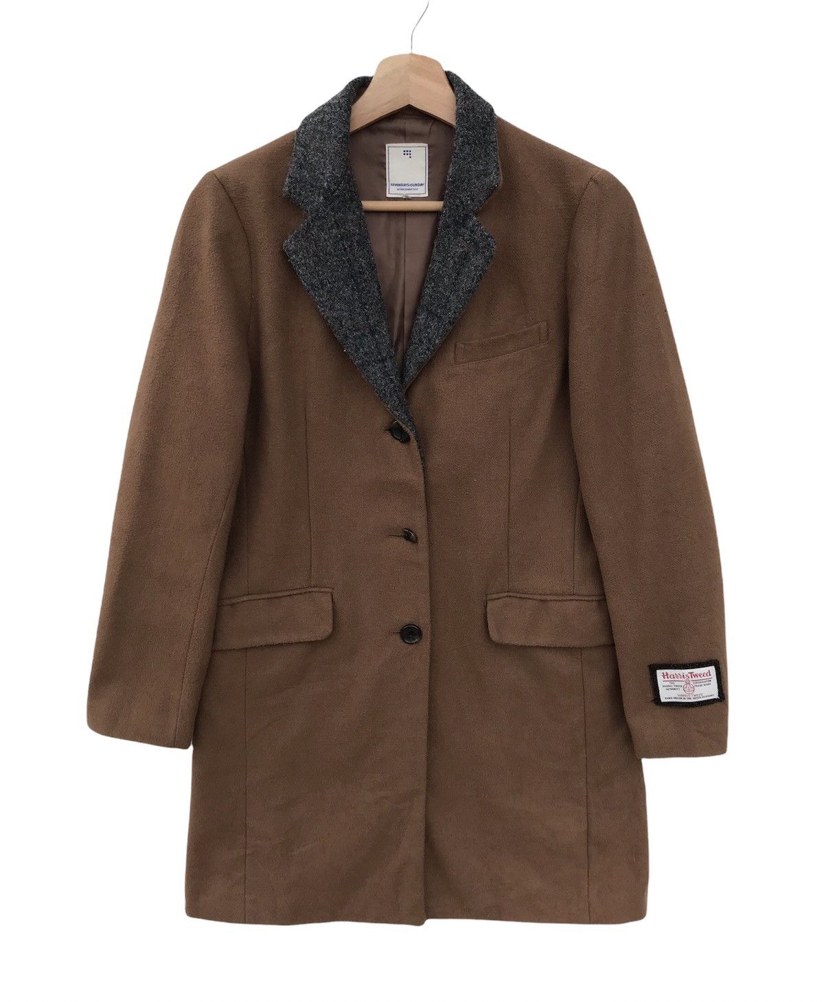 Harris Tweed Harris Tweed Fabric SEVENDAYS=SUNDAY Wool Long Coat Jacket Size S / US 4 / IT 40 - 1 Thumbnail