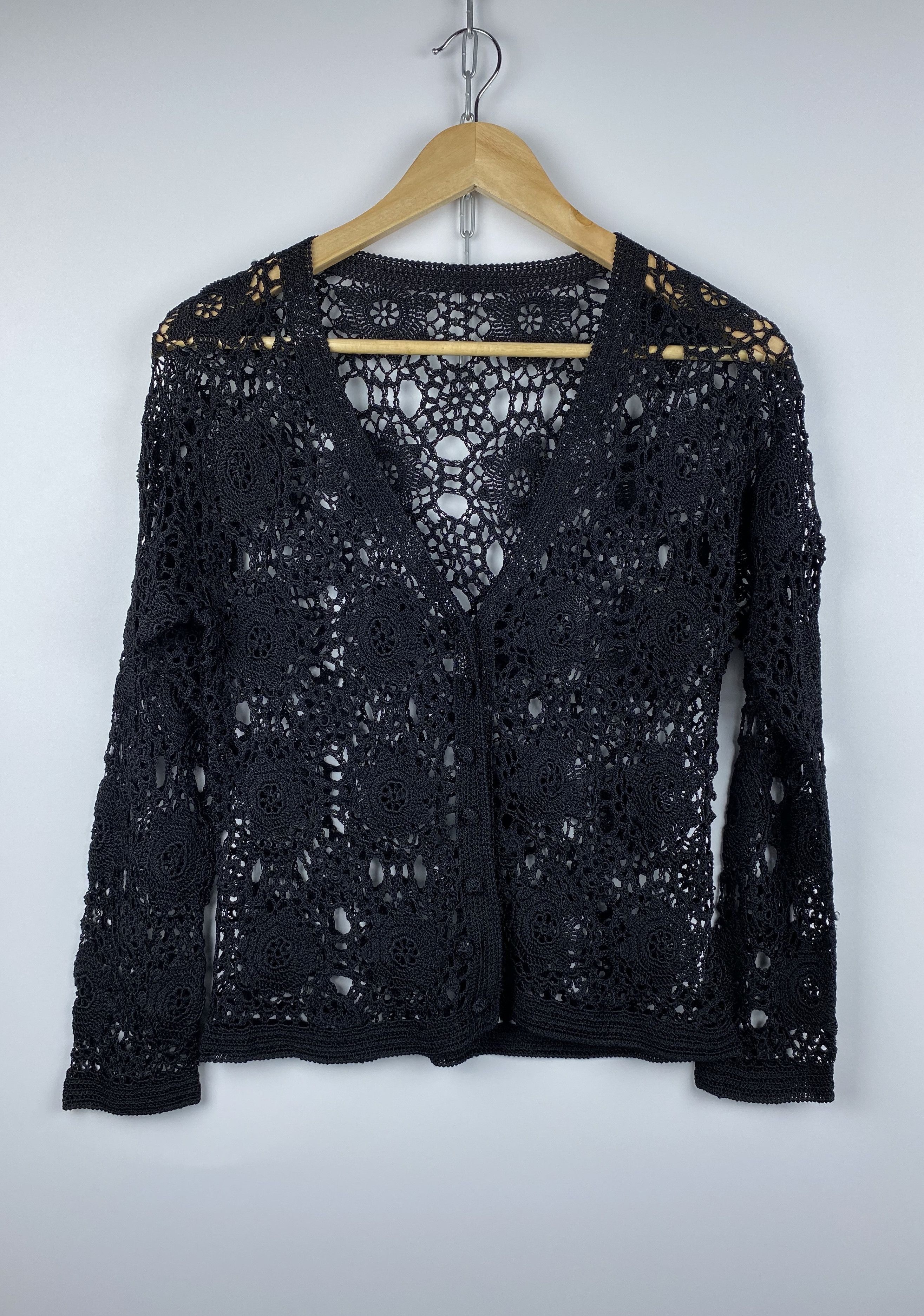 Vintage Crochet Fishnet Knit Vintage Woman's Cardigan Size S / US 4 / IT 40 - 2 Thumbnail