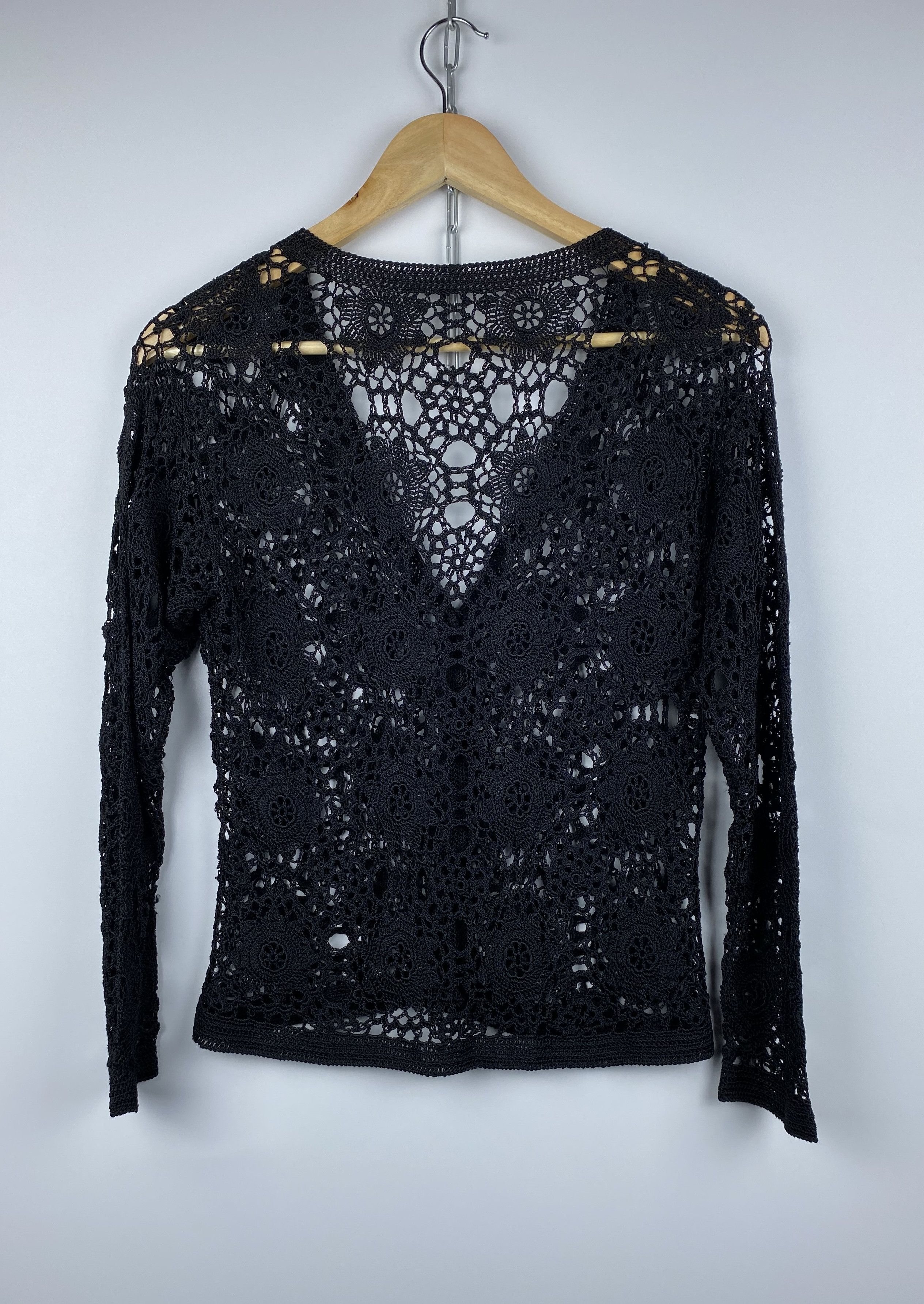 Vintage Crochet Fishnet Knit Vintage Woman's Cardigan Size S / US 4 / IT 40 - 3 Thumbnail