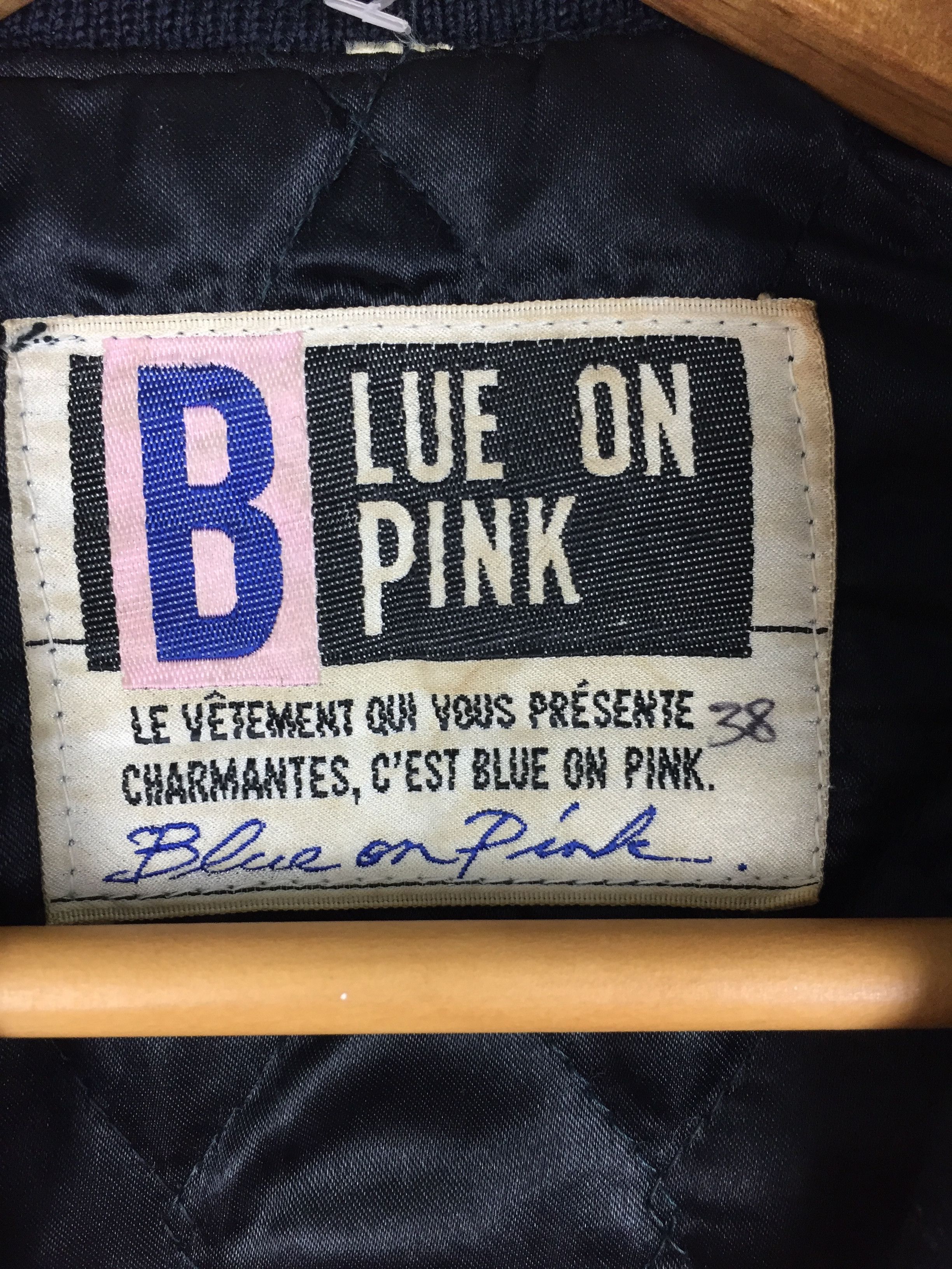 Y's 90's BLUE on PINK cross Varsity leather jacket Size US M / EU 48-50 / 2 - 12 Thumbnail