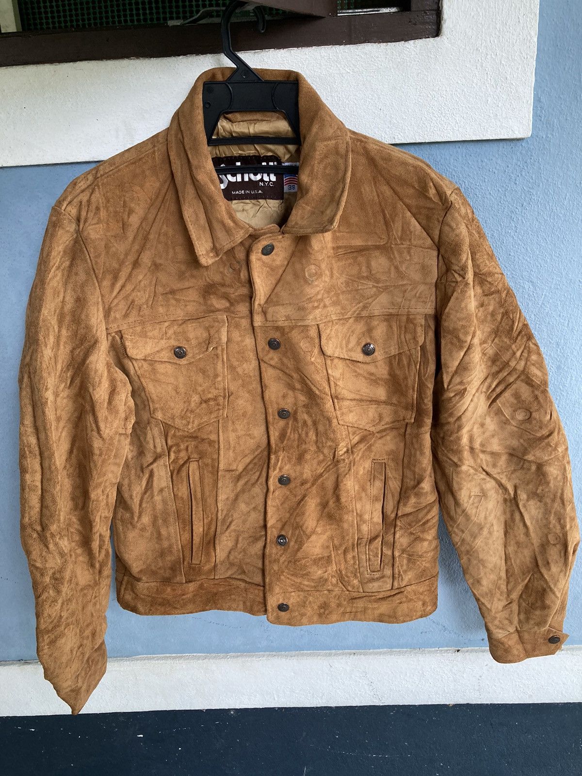 ジャケット・アウター 80s schott suede leather tracker jacket
