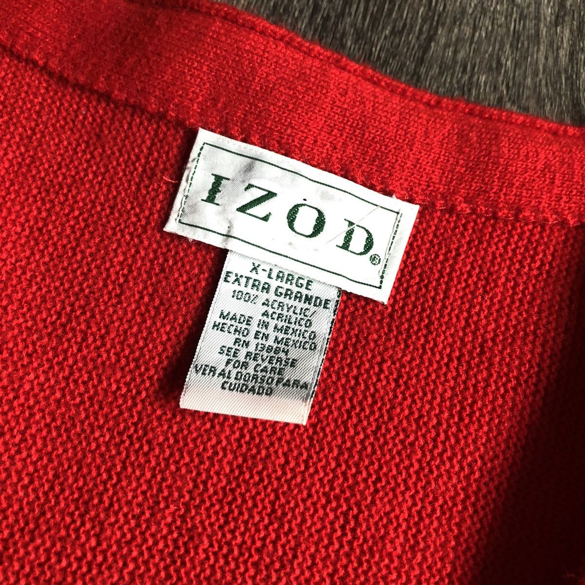 Izod Vintage 1990s Izod Club Red Blank Cardigan Acrylic Sweater Size US XL / EU 56 / 4 - 4 Thumbnail