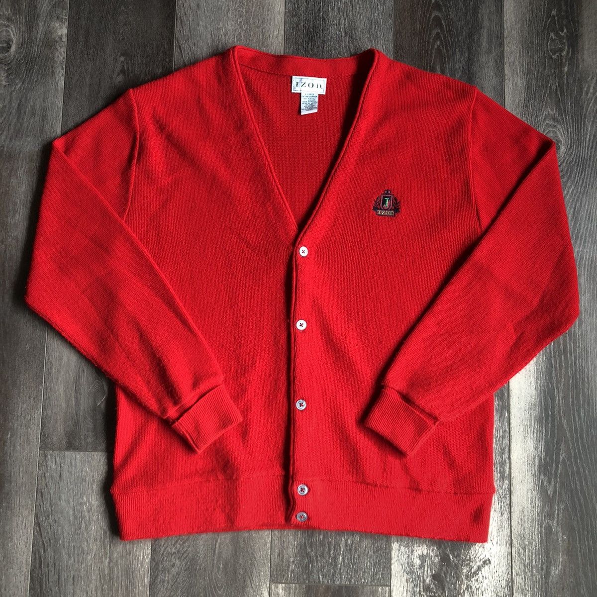 Izod Vintage 1990s Izod Club Red Blank Cardigan Acrylic Sweater Size US XL / EU 56 / 4 - 1 Thumbnail