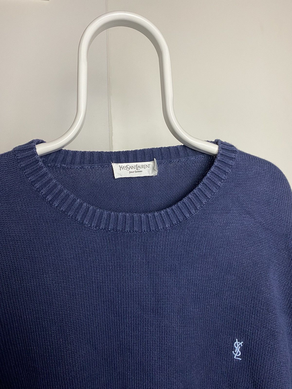 Yves Saint Laurent 90s Yves Saint Laurent vintage YSL navy sweater small logo Size US XXL / EU 58 / 5 - 2 Thumbnail