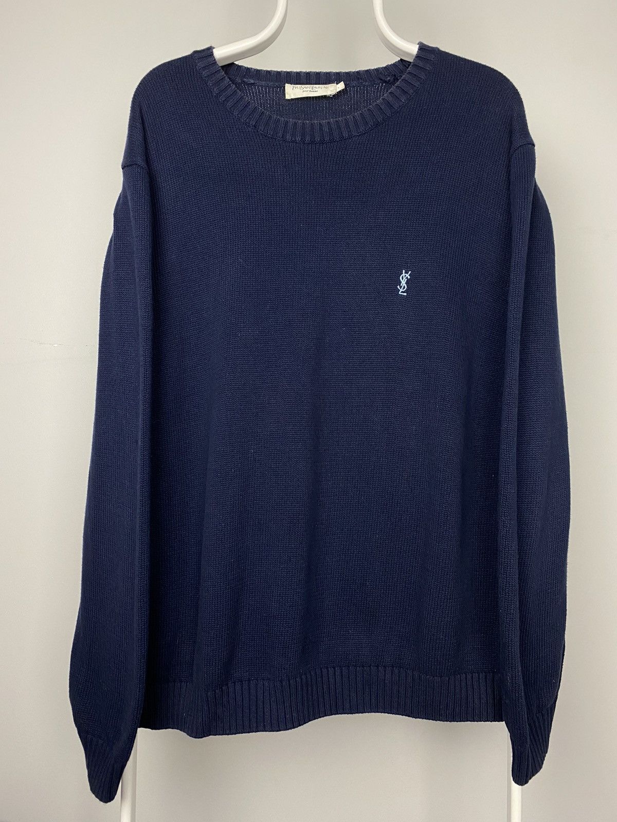 Yves Saint Laurent 90s Yves Saint Laurent vintage YSL navy sweater small logo Size US XXL / EU 58 / 5 - 1 Thumbnail
