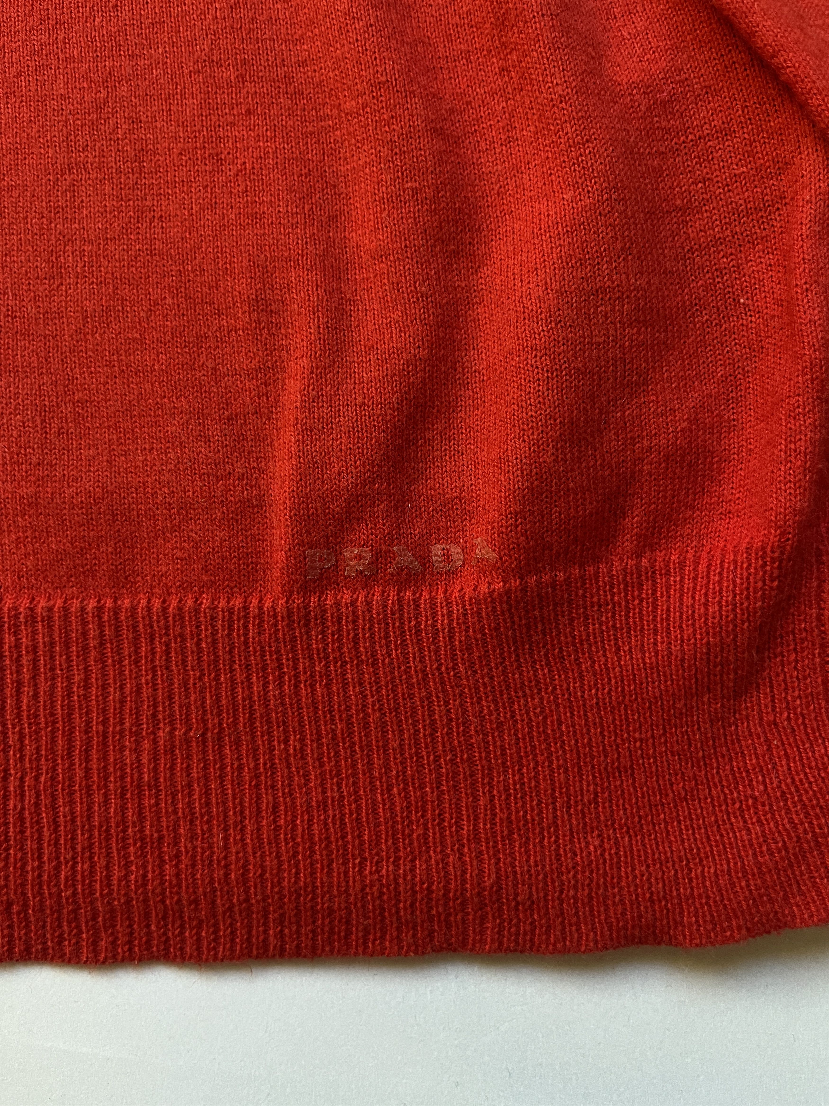 Prada ⚡️QUICK SALE⚡️2007 Prada Red Cotton/Cashmere V-Neck Sweater Size US L / EU 52-54 / 3 - 7 Thumbnail