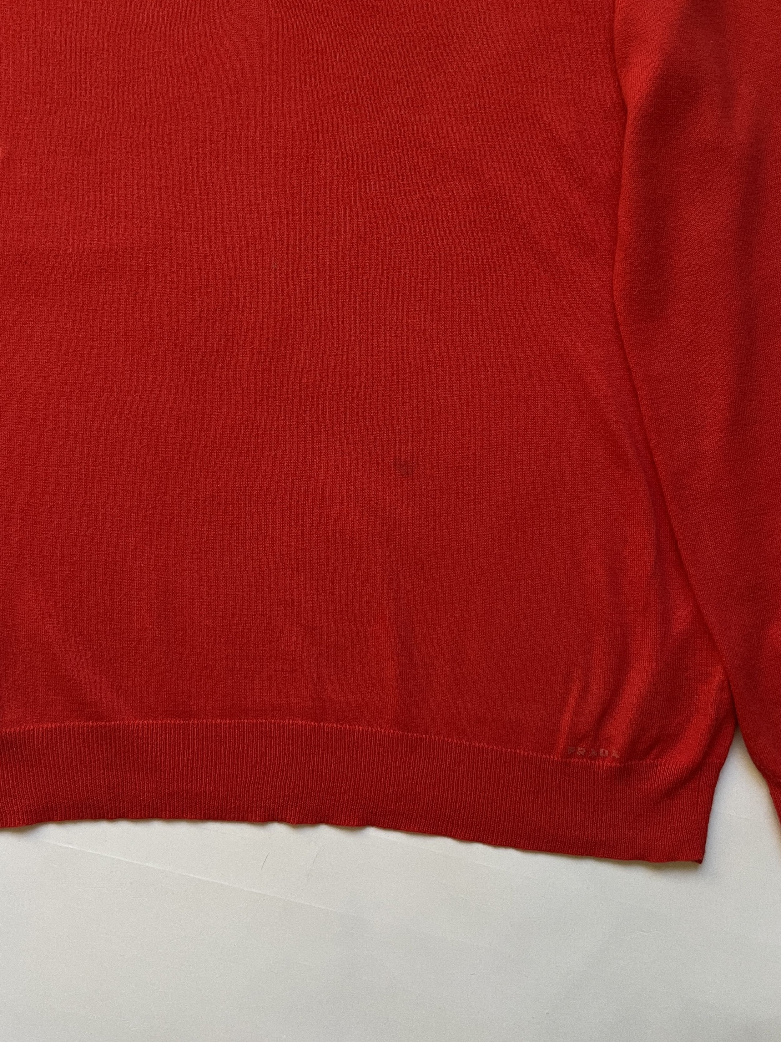 Prada ⚡️QUICK SALE⚡️2007 Prada Red Cotton/Cashmere V-Neck Sweater Size US L / EU 52-54 / 3 - 6 Thumbnail