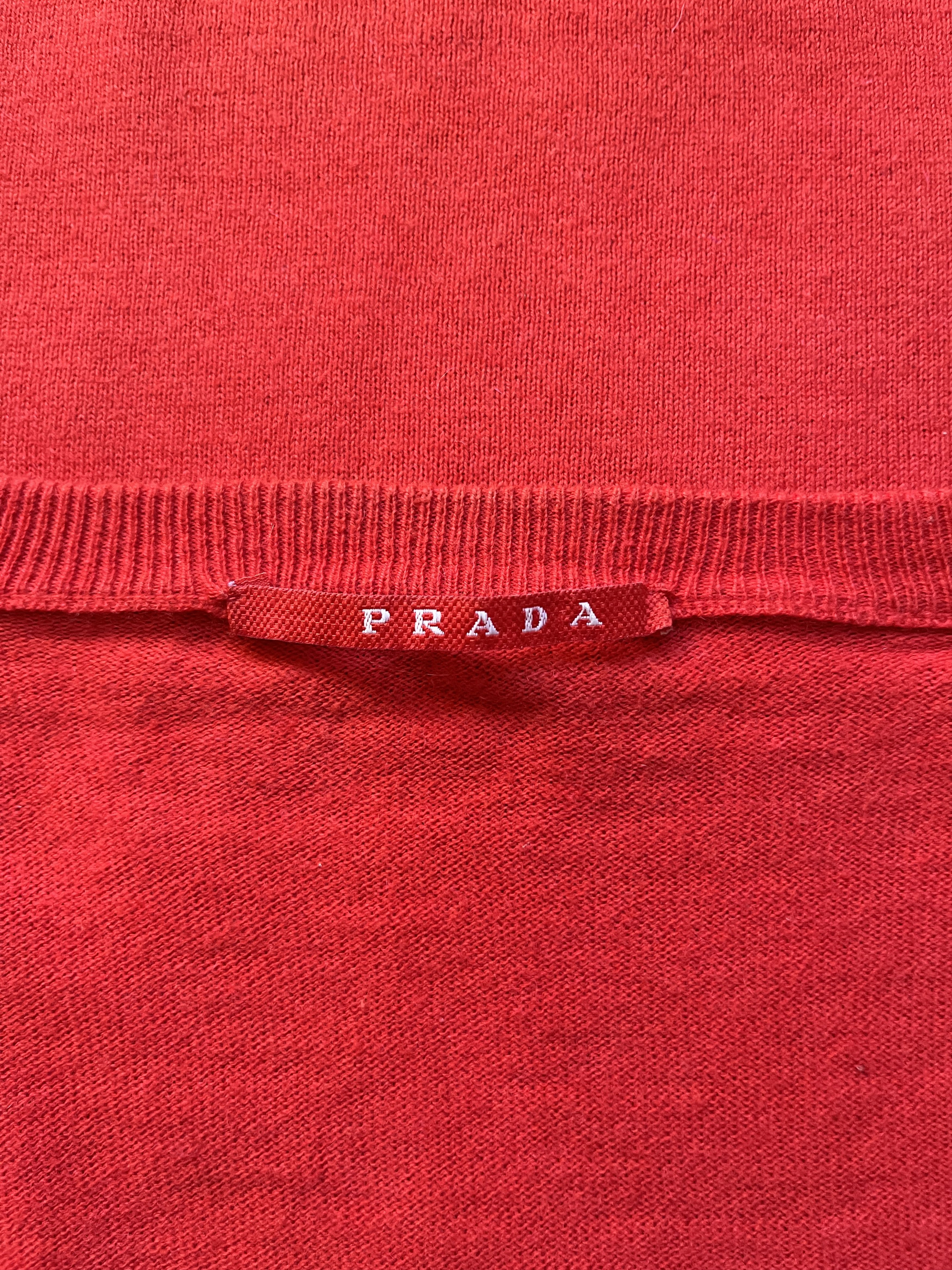 Prada ⚡️QUICK SALE⚡️2007 Prada Red Cotton/Cashmere V-Neck Sweater Size US L / EU 52-54 / 3 - 3 Thumbnail