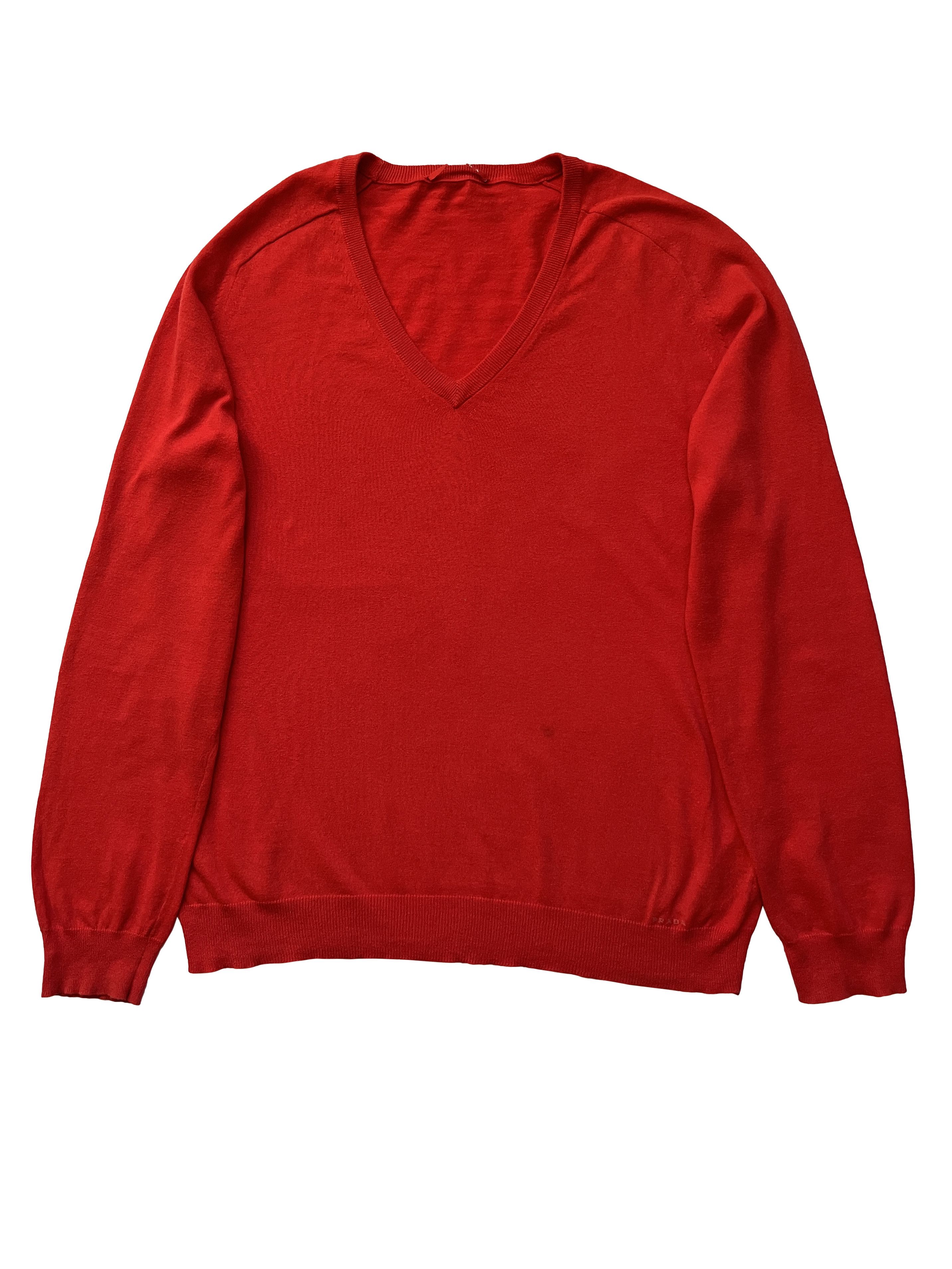 Prada ⚡️QUICK SALE⚡️2007 Prada Red Cotton/Cashmere V-Neck Sweater Size US L / EU 52-54 / 3 - 1 Thumbnail