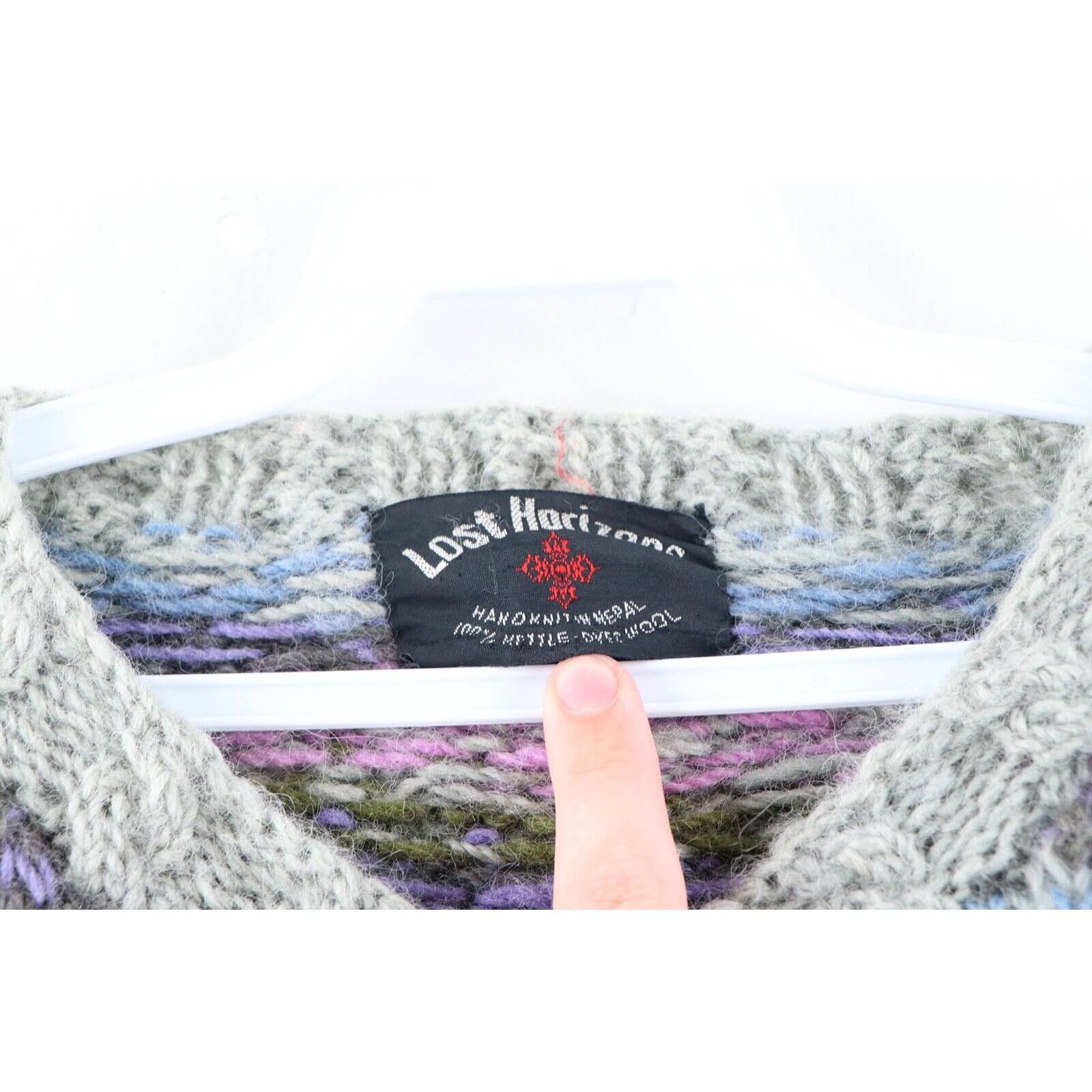 Vintage Vintage Rockabilly Womens Large Hand Knit Fair Isle Wool Size L / US 10 / IT 46 - 4 Thumbnail