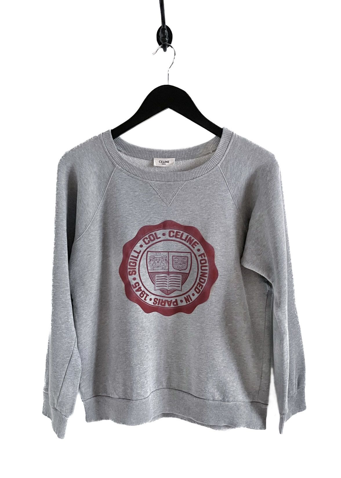 Celine Celine Red Velvet "Sigili Col" Appliqué Grey Sweatshirt Size M / US 6-8 / IT 42-44 - 1 Thumbnail