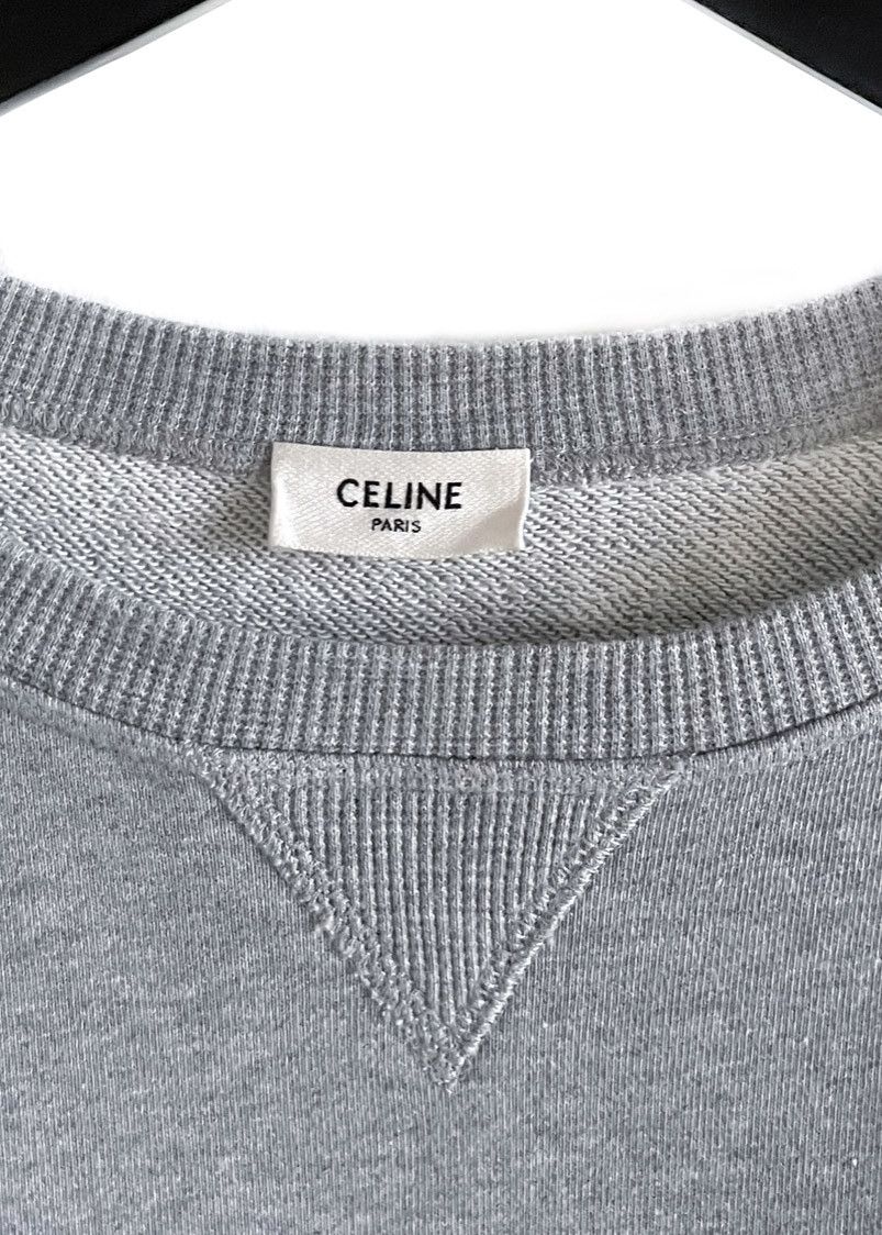 Celine Celine Red Velvet "Sigili Col" Appliqué Grey Sweatshirt Size M / US 6-8 / IT 42-44 - 3 Thumbnail