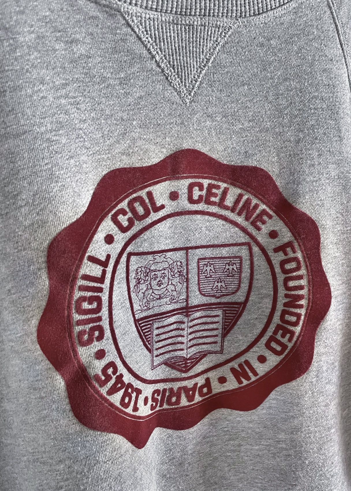 Celine Celine Red Velvet "Sigili Col" Appliqué Grey Sweatshirt Size M / US 6-8 / IT 42-44 - 2 Thumbnail