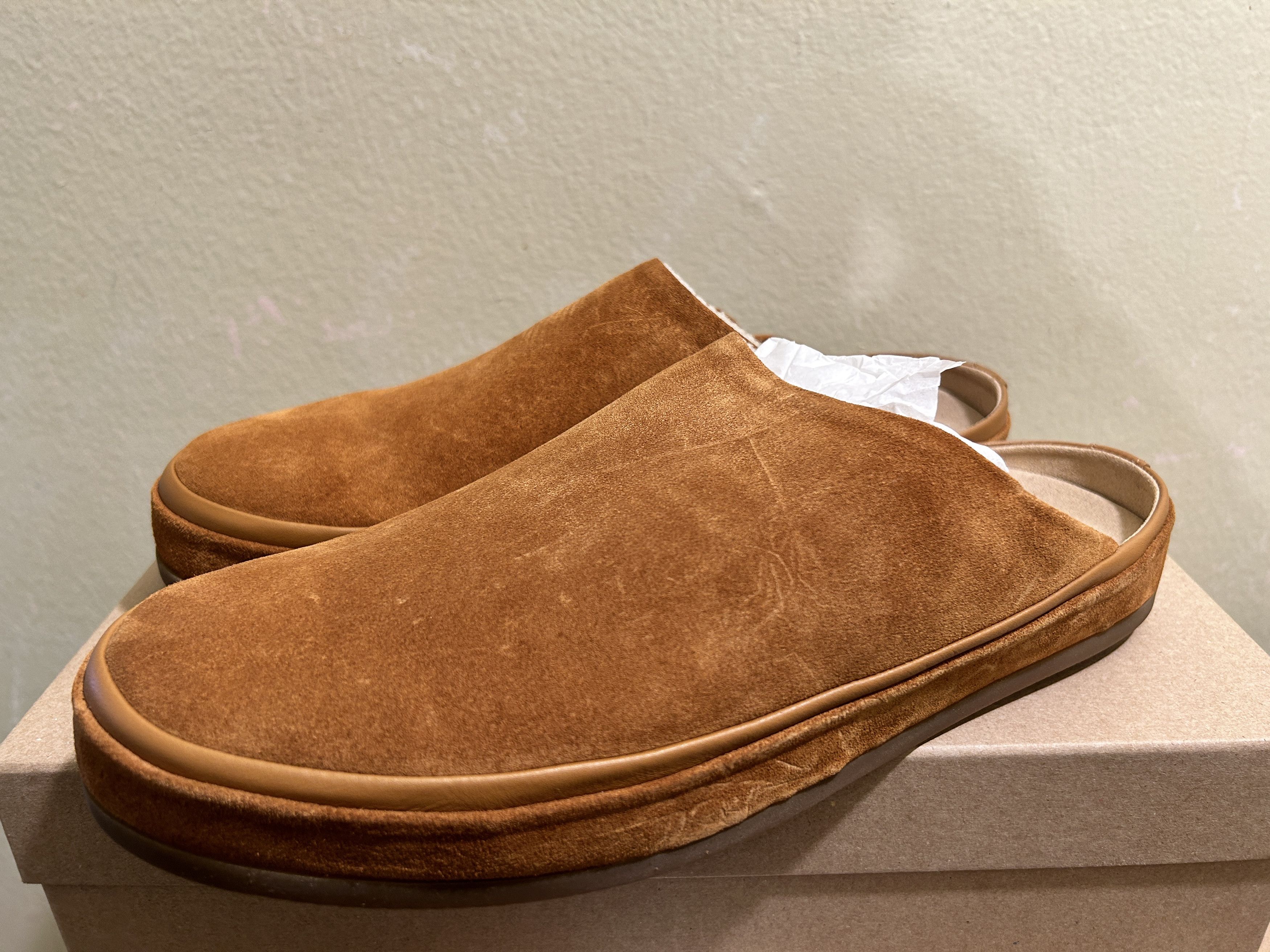 MULO MULO Shearling Suede Slippers - Brown Size US 10 / EU 43 - 1 Thumbnail
