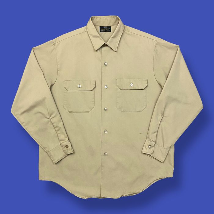 Vintage Vintage Work Shirt Long Sleeve Button Down 50s 60s Tan L/XL ...