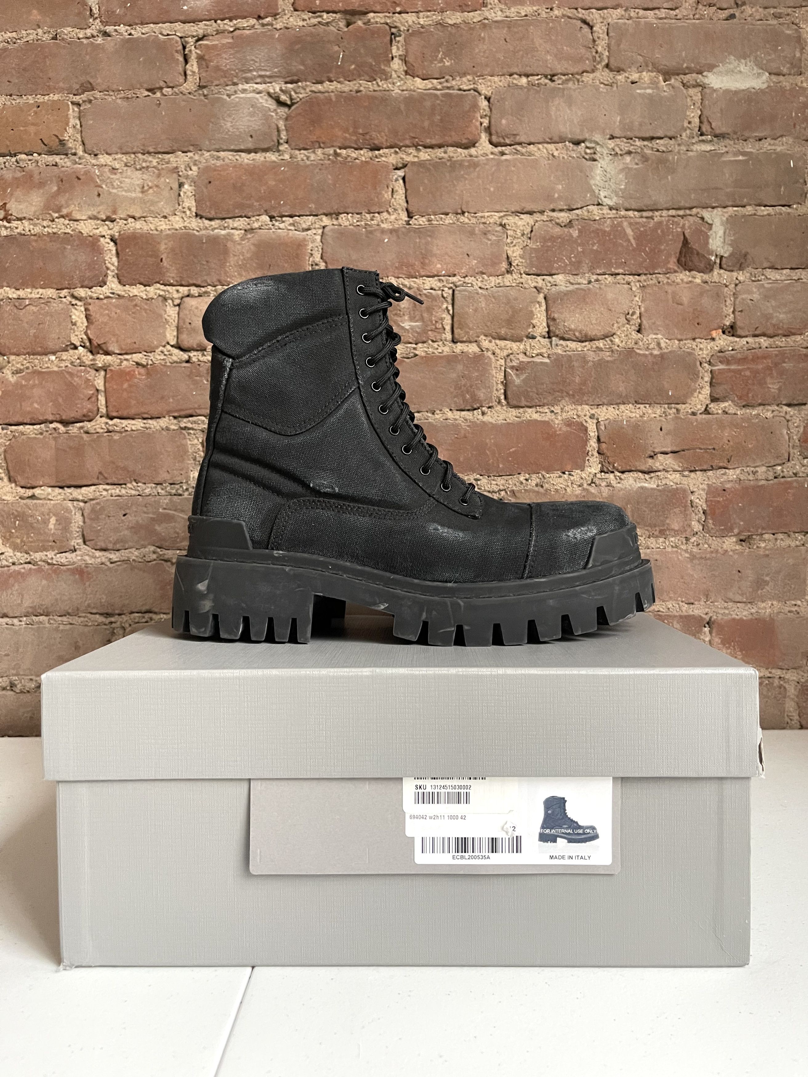 Balenciaga Fall 22 Destroyed Canvas Combat Strike Boots (42) Fits