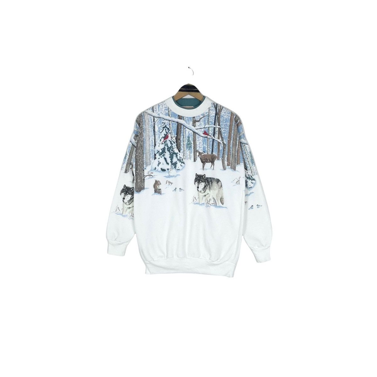 Vintage Vintage 90s Woolrich Christmas Winter Full Print Sweatshirt Size US S / EU 44-46 / 1 - 3 Thumbnail